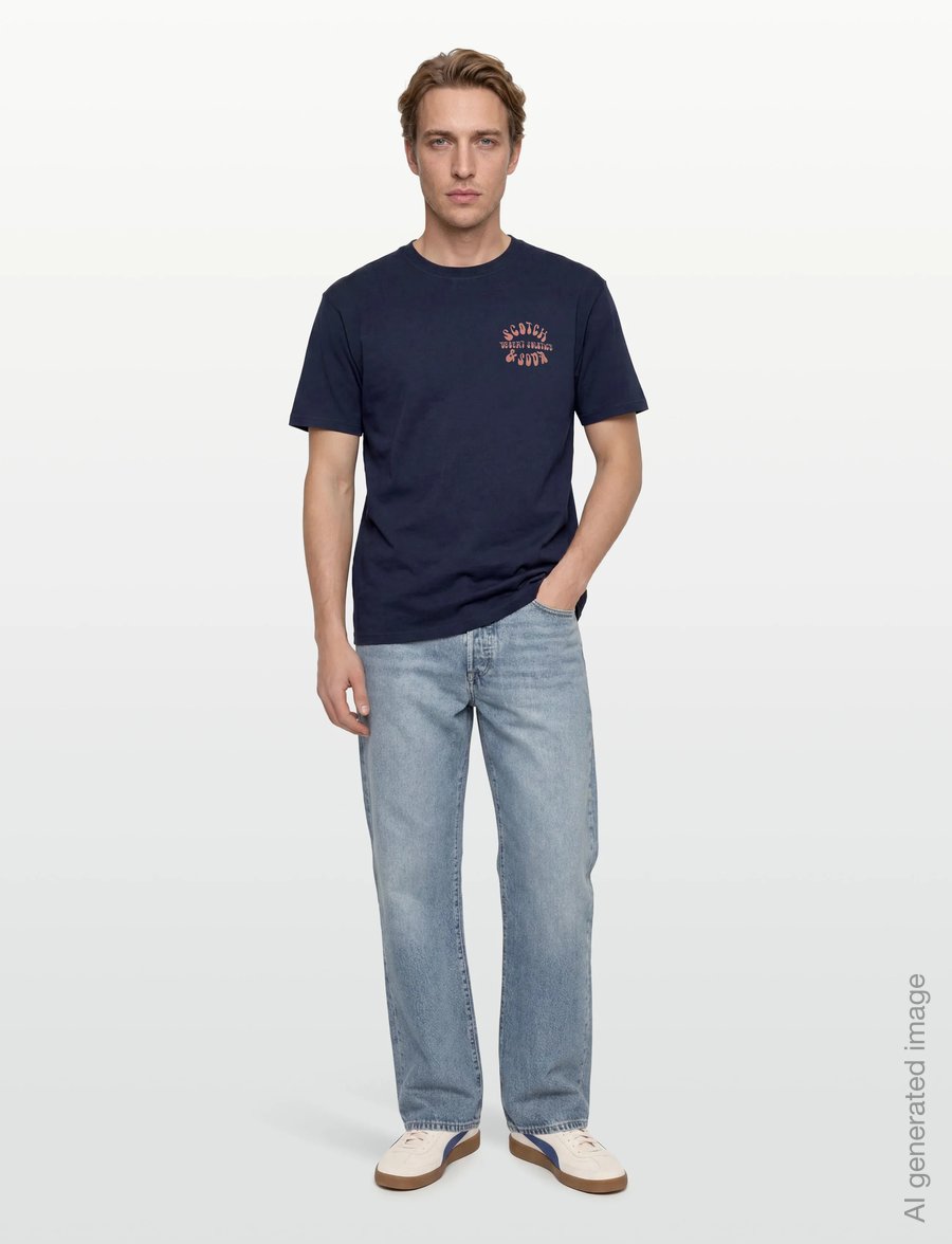 Scotch & Soda - Front And Back Artwork Relaxedfit Tshirt - kurzärmelige t-shirts - pageant blue - 0