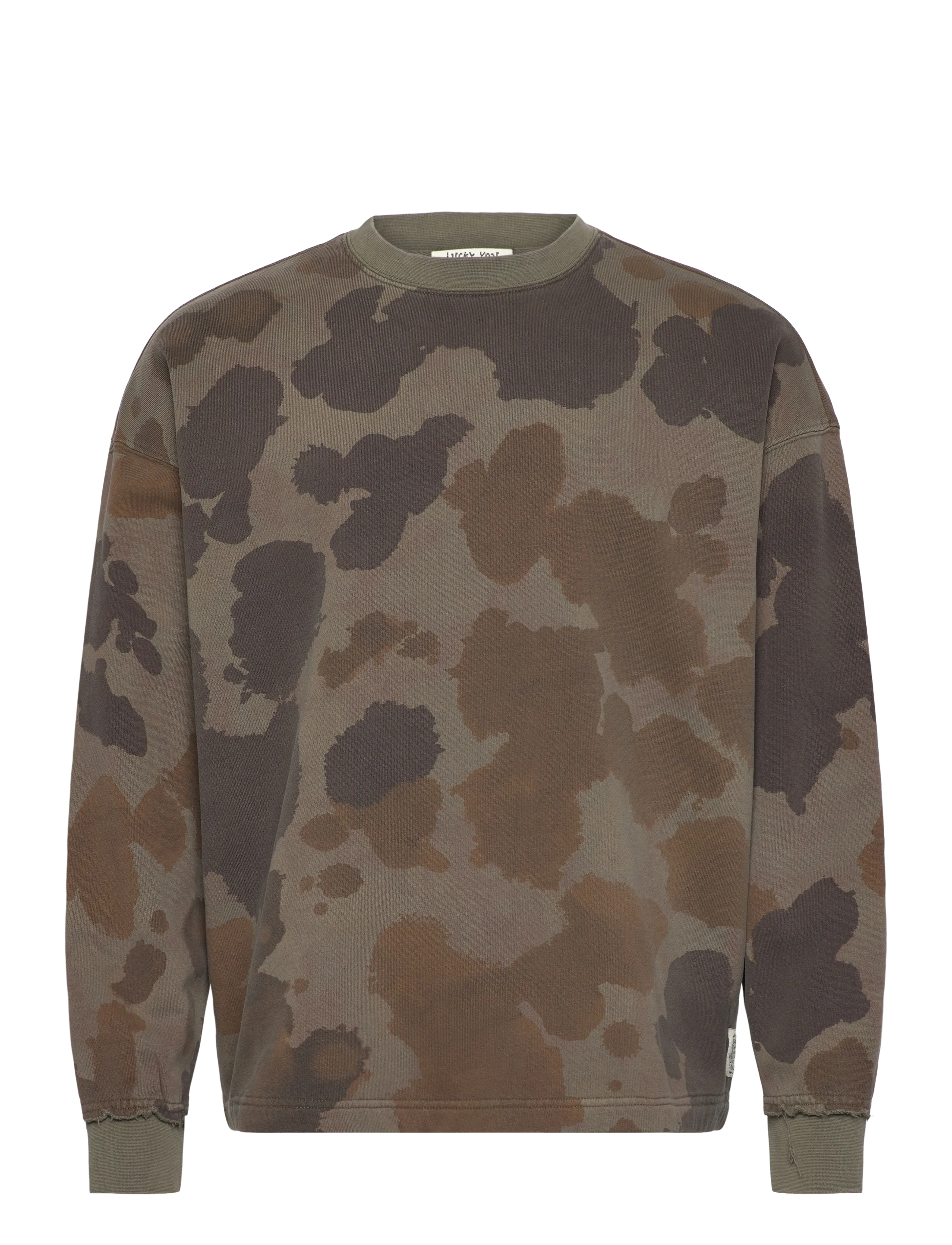 Scotch & Soda Printed Overdyed Loosefit Sweatshirt - Scotch & Soda Men - PAINTERLY ANIMAL OLIVE NIGHT / brown