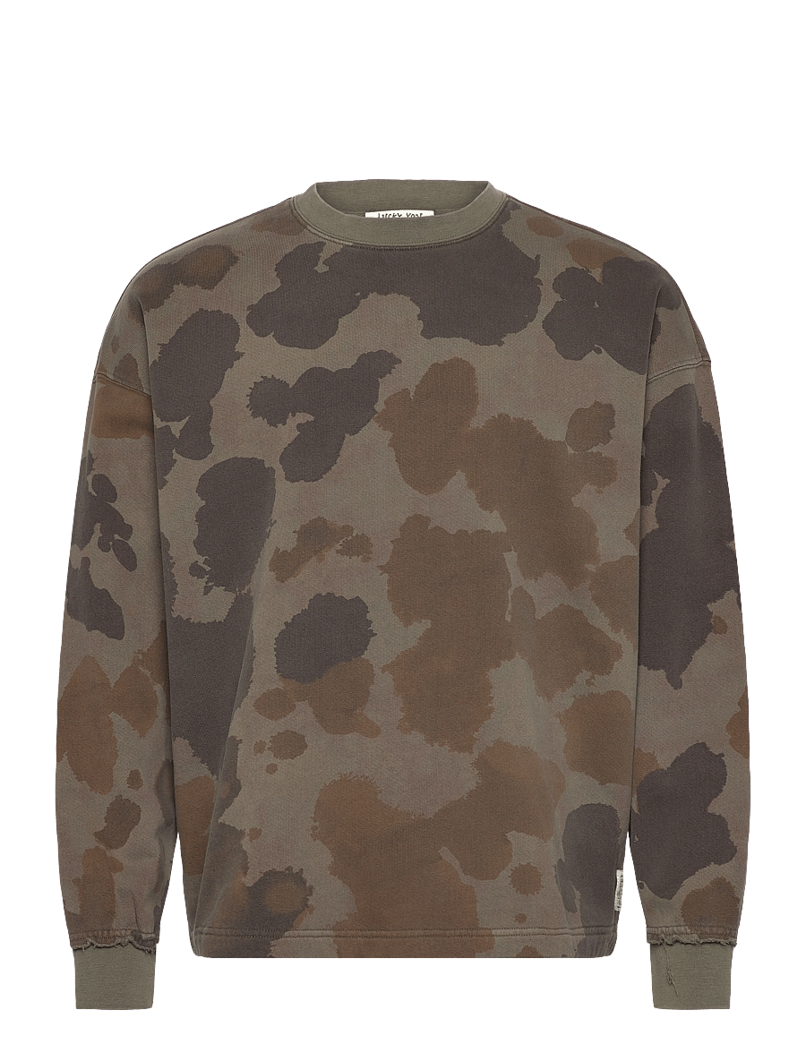 Scotch & Soda - Printed Overdyed Loosefit Sweatshirt - sweatshirts - painterly animal olive night - 1