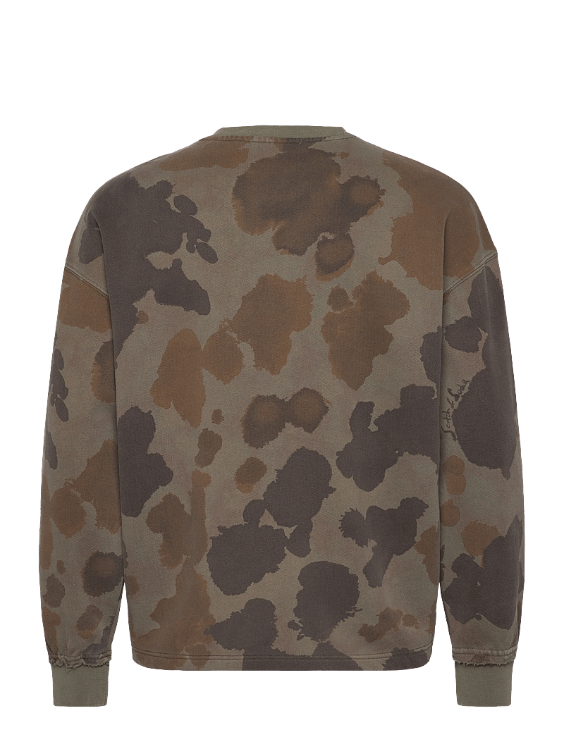 Scotch & Soda - Printed Overdyed Loosefit Sweatshirt - dressipluusid - painterly animal olive night - 1
