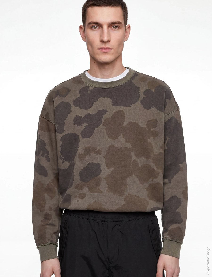 Scotch & Soda - Printed Overdyed Loosefit Sweatshirt - sweatshirts - painterly animal olive night - 3