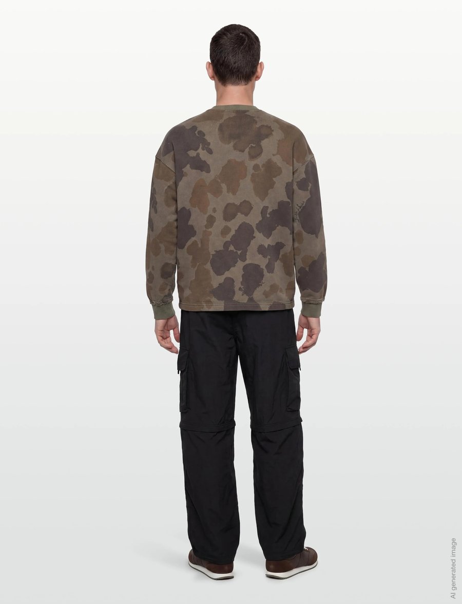 Scotch & Soda - Printed Overdyed Loosefit Sweatshirt - sweatshirts - painterly animal olive night - 4