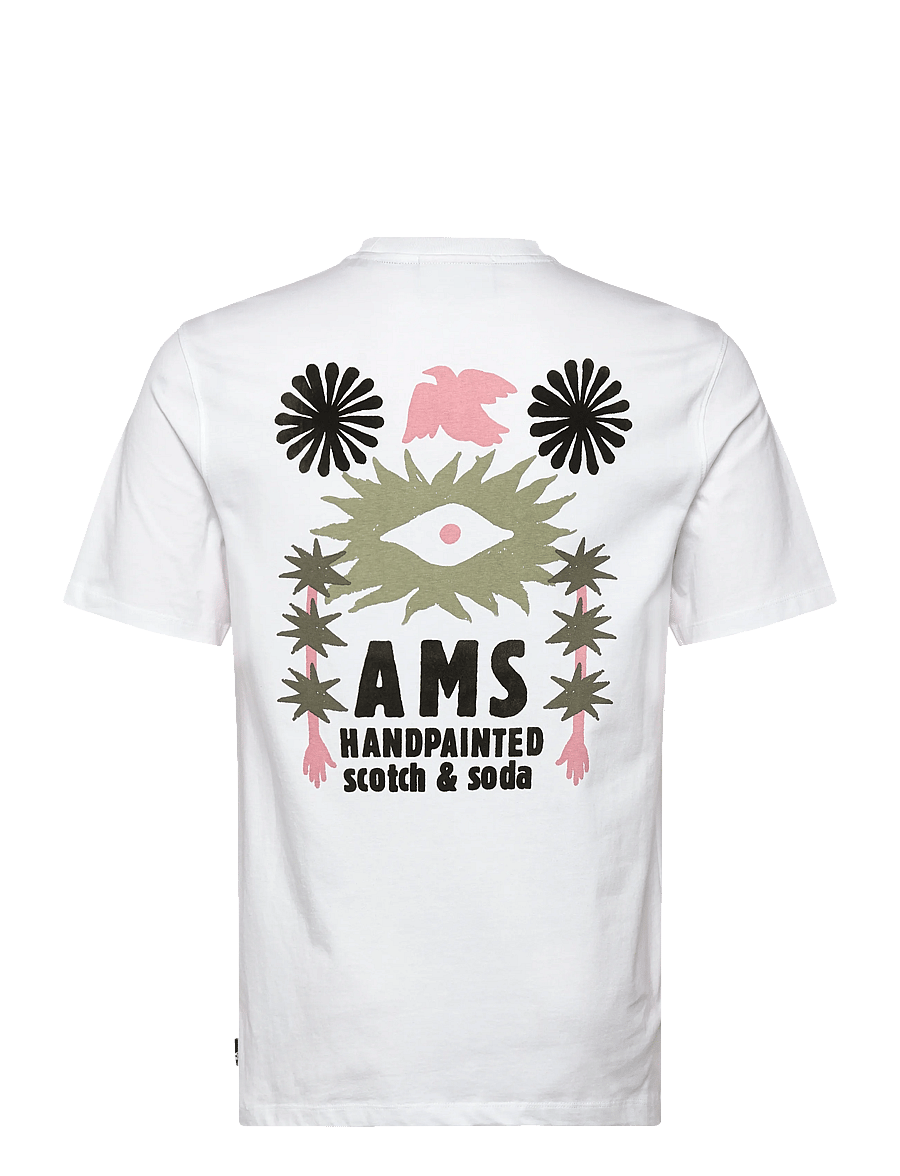 Scotch & Soda - Front and back artwork relaxed-fit T-shirt - kurzärmelig - bright white - 1