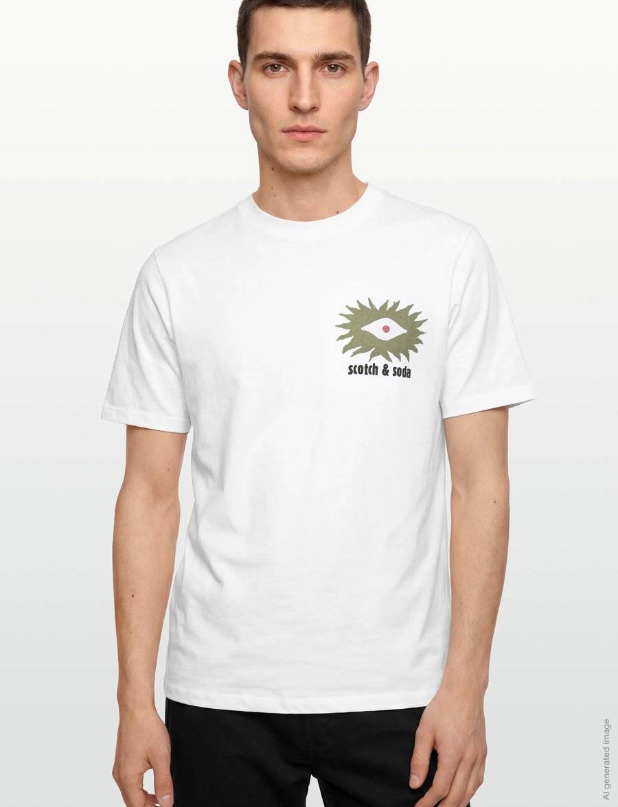 Scotch & Soda - Front and back artwork relaxed-fit T-shirt - lühikeste varrukatega t-särgid - bright white - 3