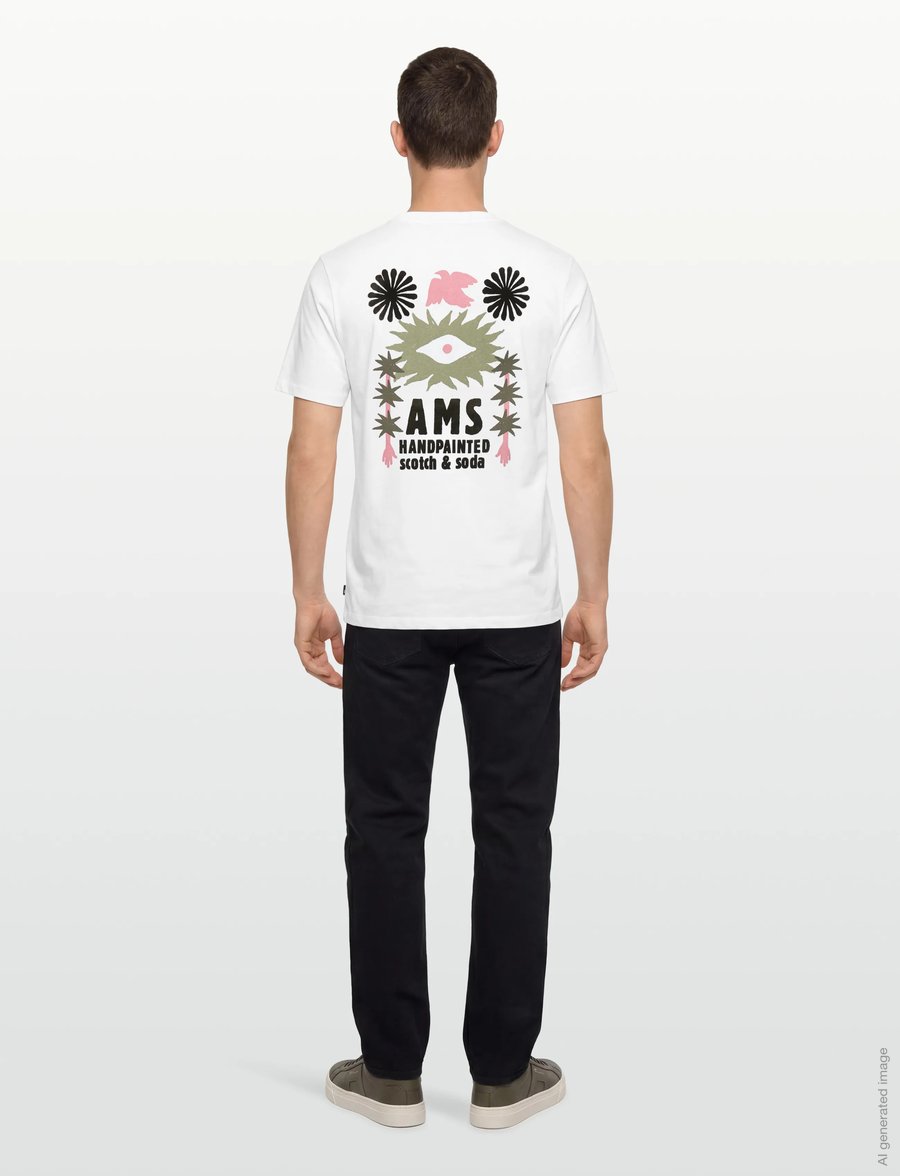 Scotch & Soda - Front and back artwork relaxed-fit T-shirt - lühikeste varrukatega t-särgid - bright white - 4