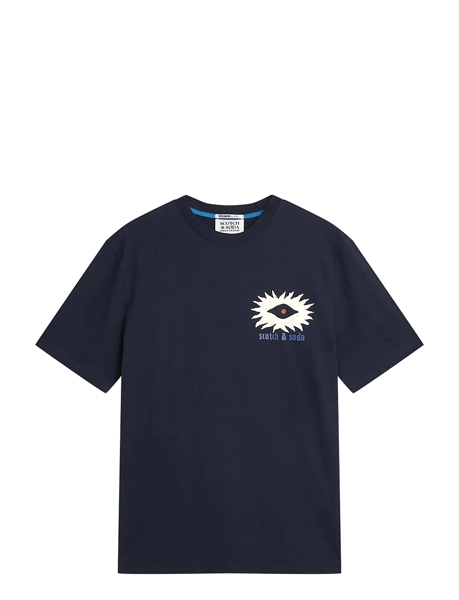 Scotch & Soda - Front and back artwork relaxed-fit T-shirt - lühikeste varrukatega t-särgid - sky captain - 0