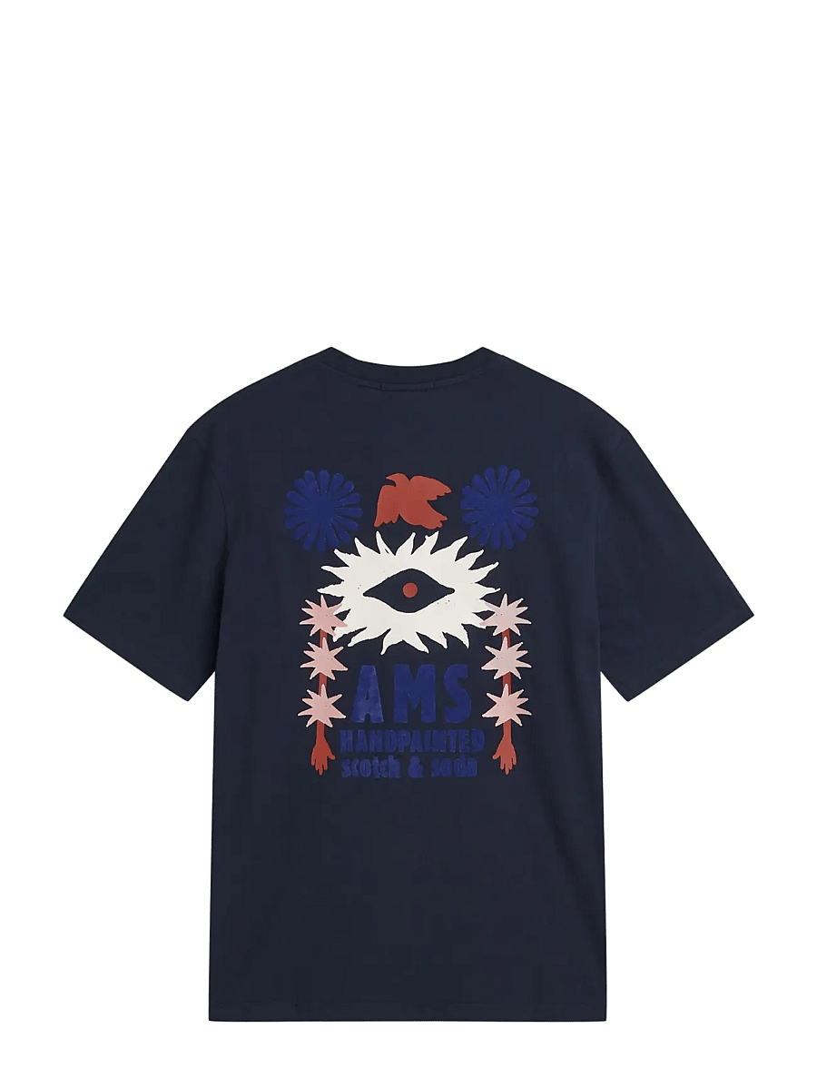 Scotch & Soda - Front and back artwork relaxed-fit T-shirt - lühikeste varrukatega t-särgid - sky captain - 1