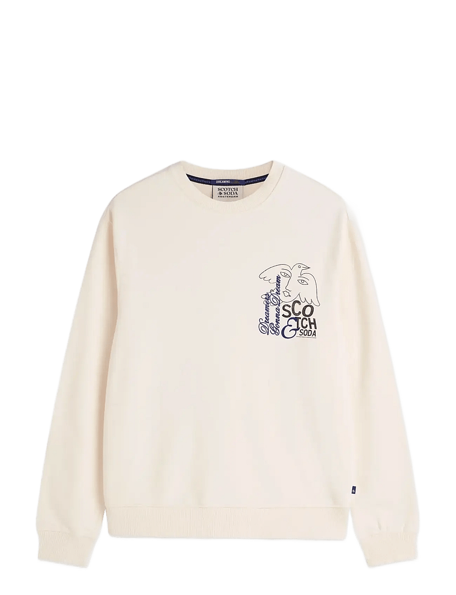 Scotch & Soda - Front and back artwork regular-fit sweatshirt - eggnog - 0