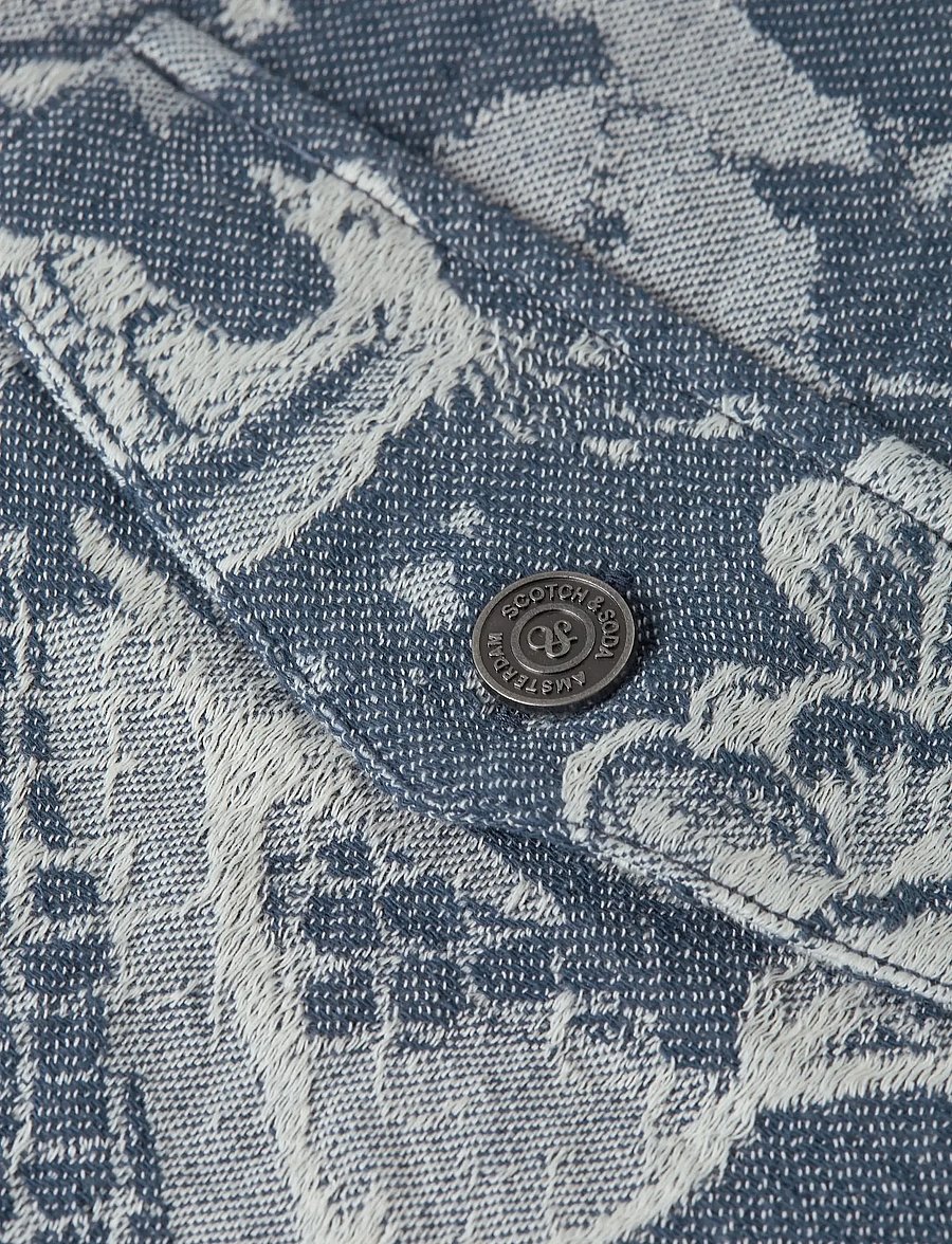 Scotch & Soda - Delfts Blauw jacquard trucker jacket - pavasarinės striukės - delft tiles blue - 2