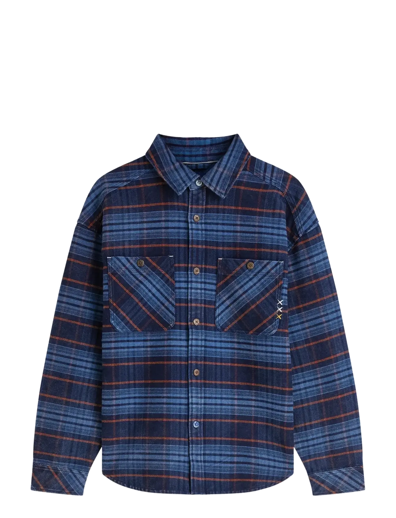 Scotch & Soda Checked Denim Loose-Fit Washed Overshirt, XL, Jackets, Marineblau - Light Männerswear