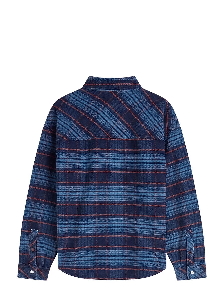 Scotch & Soda - Checked denim loose-fit washed overshirt - frühlingsjacken - indigo check-fiesta - 1