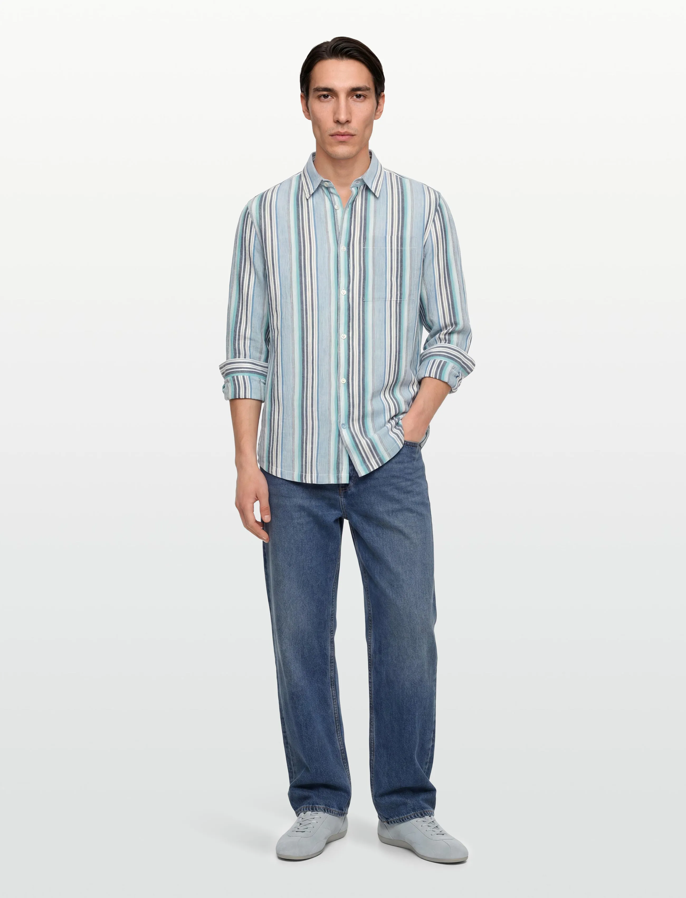 Scotch & Soda Textured stripe regular-fit shirt - Casual skjortor - ENSIGN BLUE STRIPE / blue