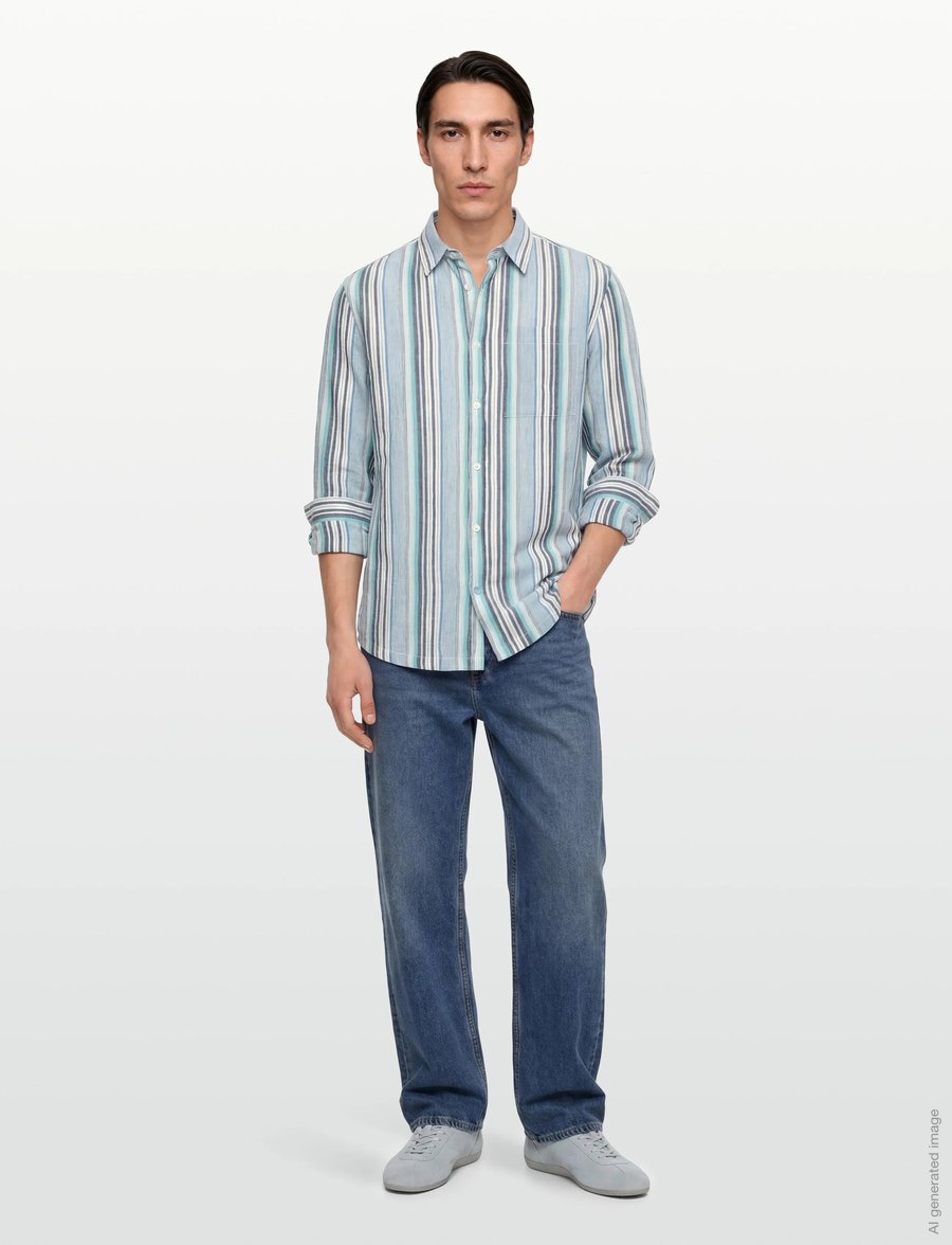 Scotch & Soda - Textured stripe regular-fit shirt - gestreifte hemden - ensign blue stripe - 0