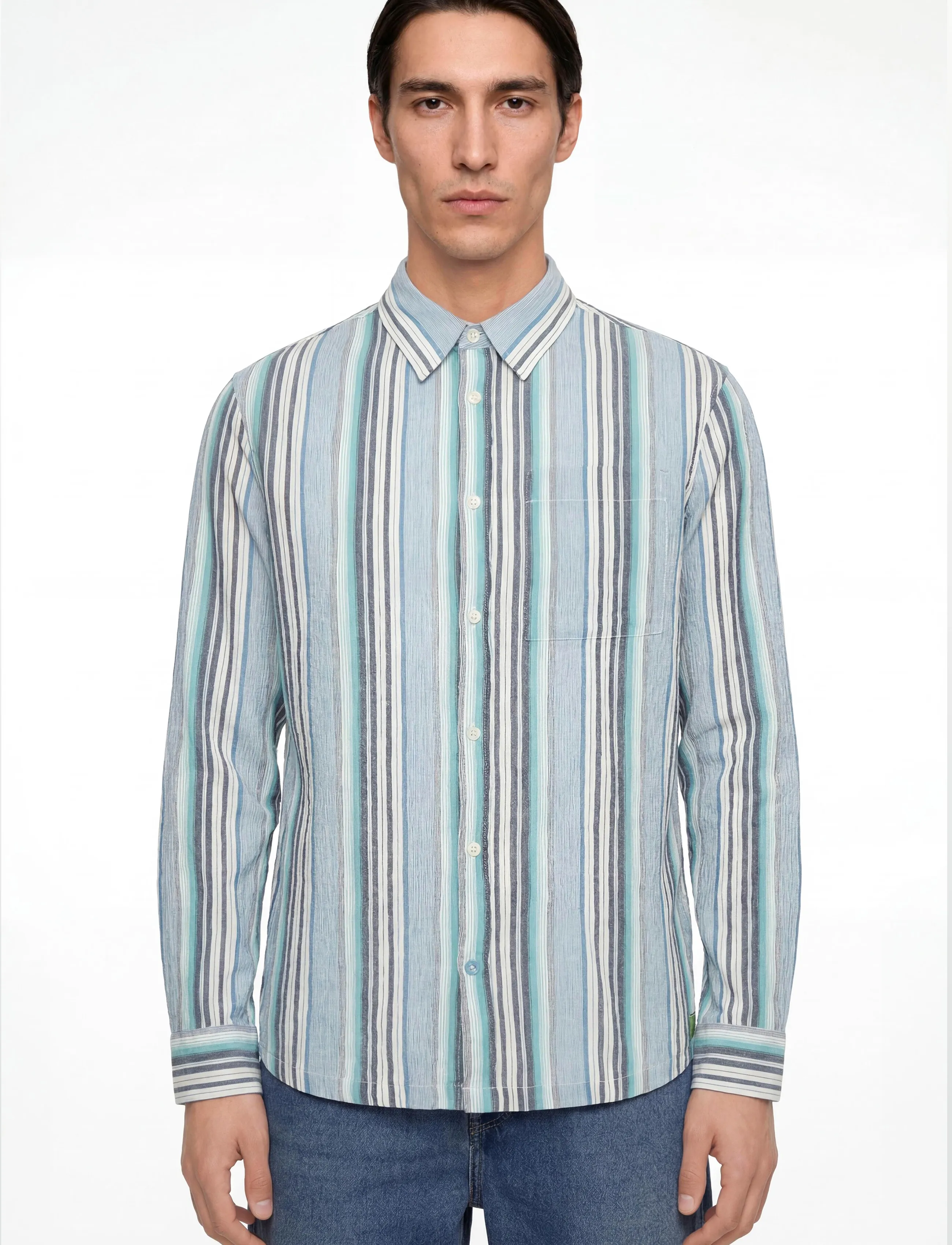 Scotch & Soda - Textured stripe regular-fit shirt - gestreifte hemden - ensign blue stripe - 3