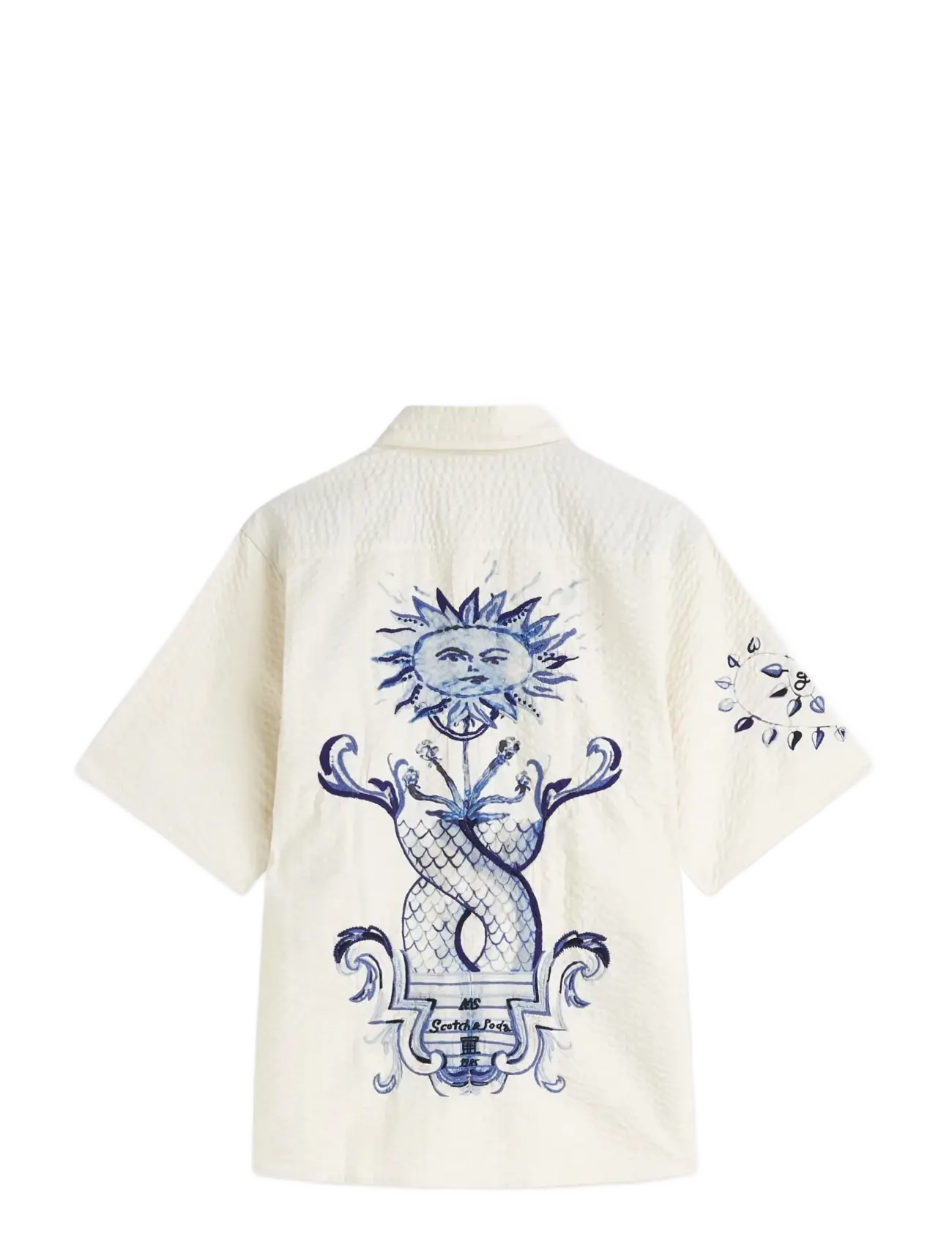 Scotch & Soda - Delfts Blauw worked-out relaxed-fit short-sleeved shirt - eggnog - 1