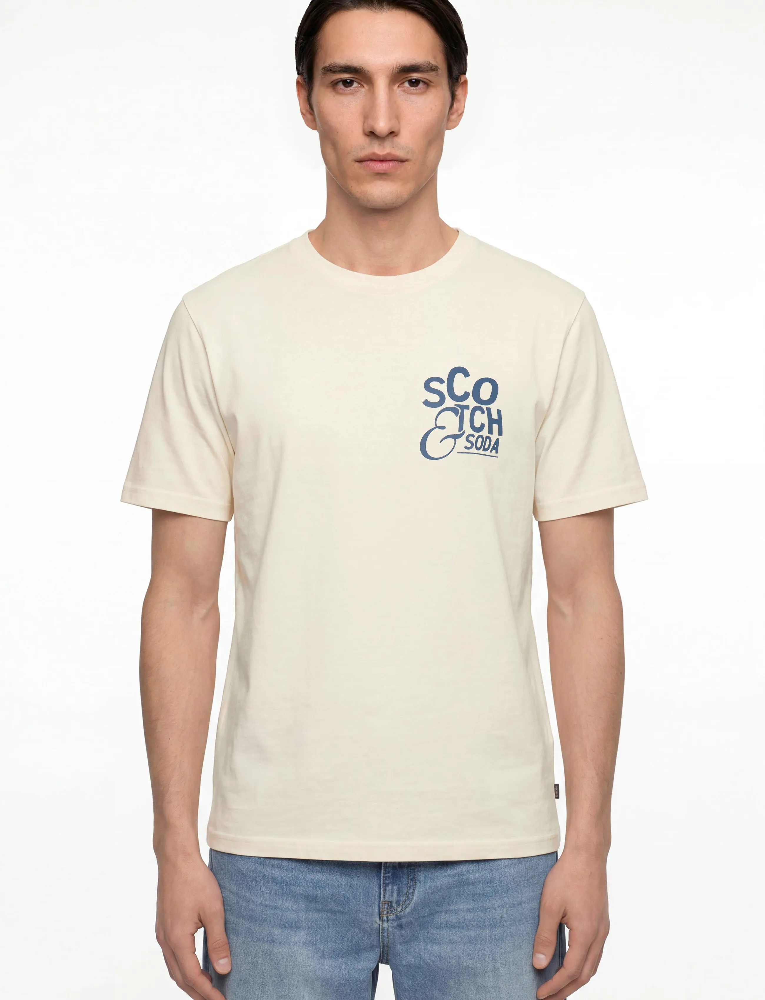 Scotch & Soda - Left chest artwork regular-fit T-shirt - kurzärmelig - eggnog - 3