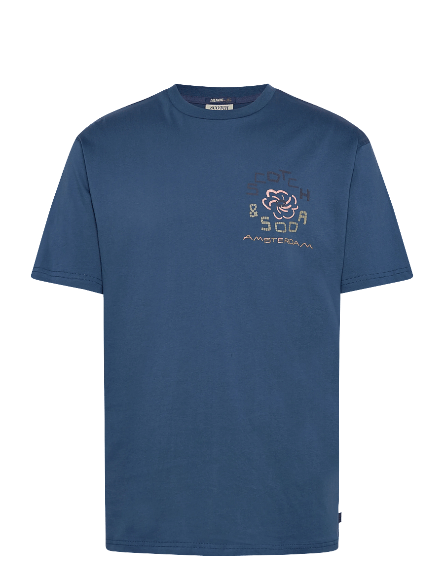 Scotch & Soda - Front and back artwork relaxed-fit T-shirt - kurzärmelige t-shirts - ensign blue - 1