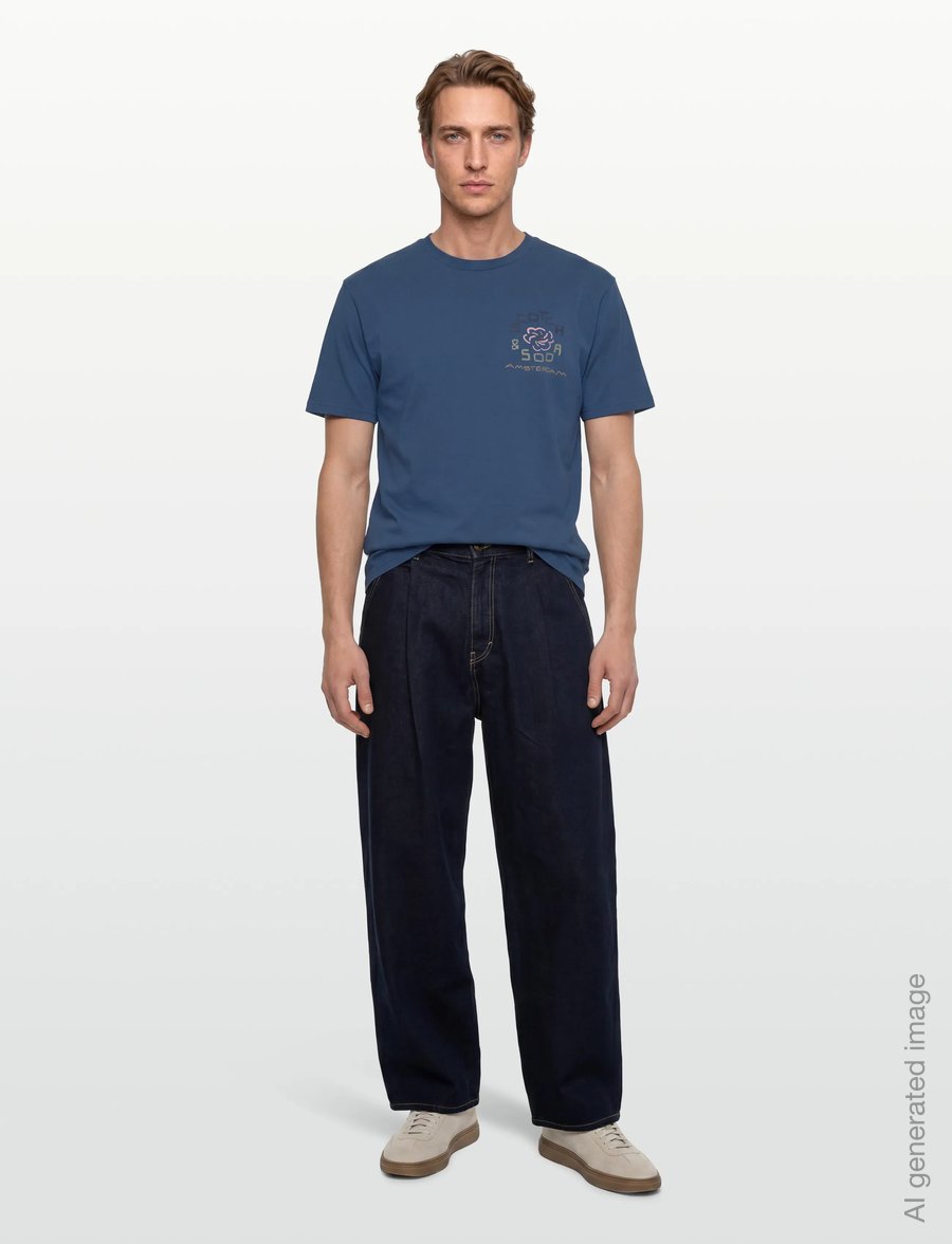 Scotch & Soda - Front and back artwork relaxed-fit T-shirt - kurzärmelige t-shirts - ensign blue - 0