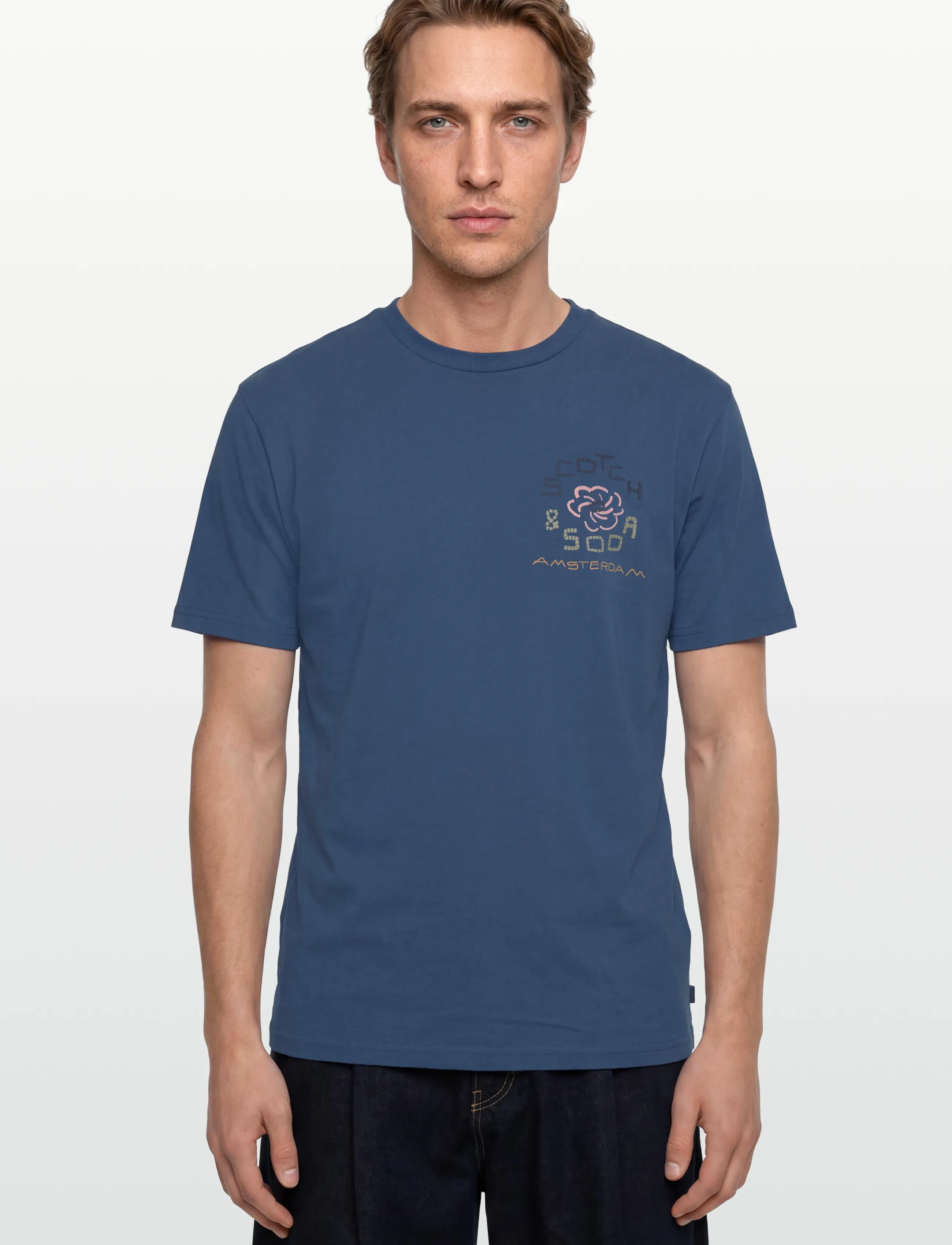 Scotch & Soda - Front and back artwork relaxed-fit T-shirt - kortærmede t-shirts - ensign blue - 3