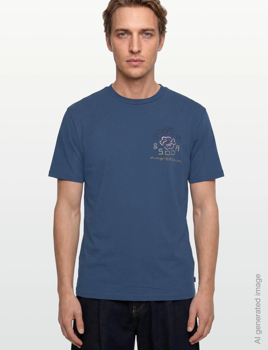 Scotch & Soda - Front and back artwork relaxed-fit T-shirt - kurzärmelige t-shirts - ensign blue - 3