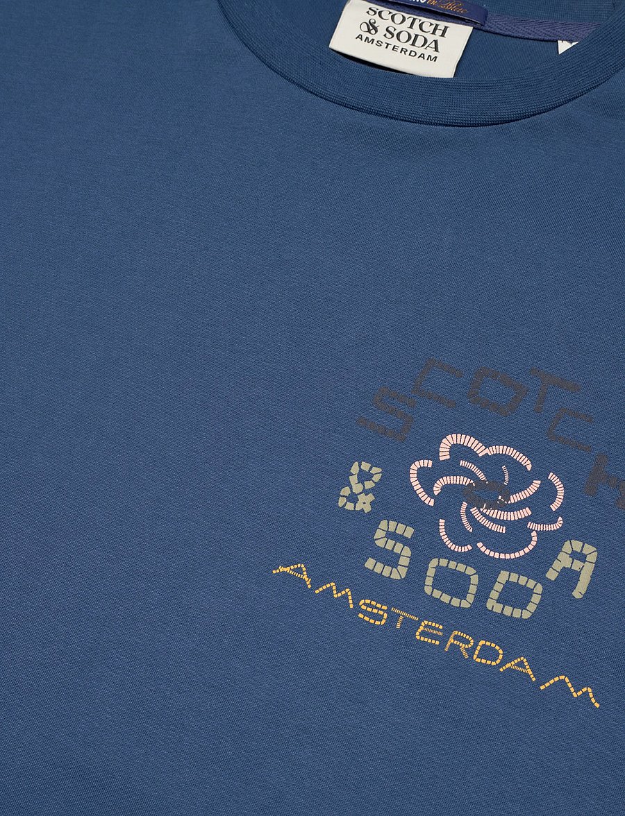Scotch & Soda - Front and back artwork relaxed-fit T-shirt - kurzärmelige t-shirts - ensign blue - 5