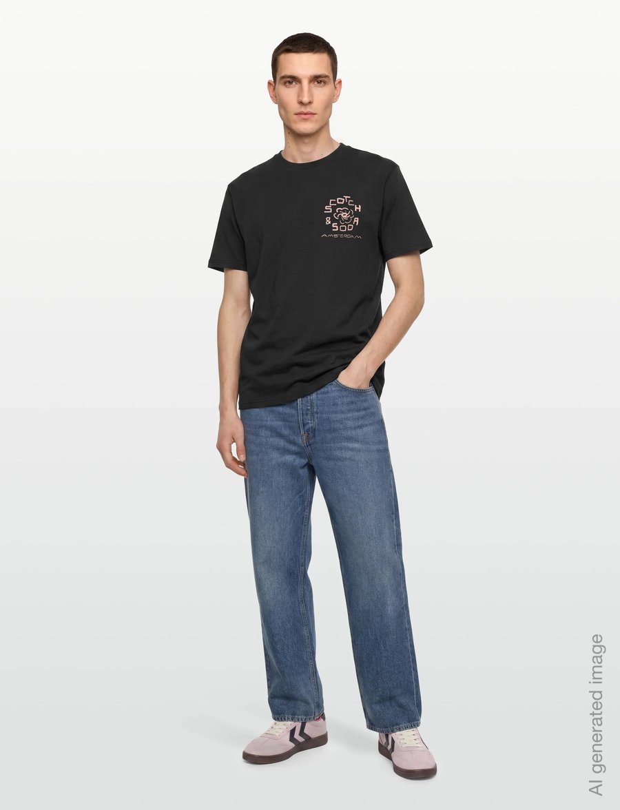 Scotch & Soda - Front and back artwork relaxed-fit T-shirt - kortærmede t-shirts - meteorite - 0