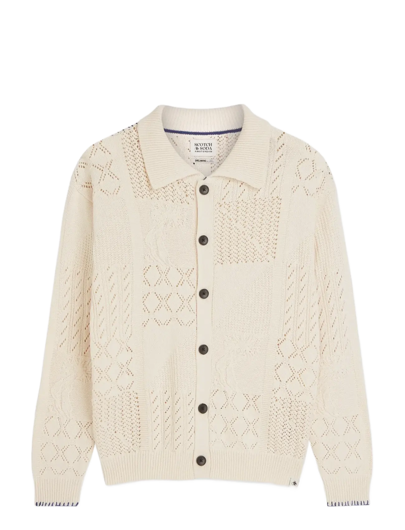 Scotch & Soda Multi stitch knitted cardigan - Valentinsdag - EGGNOG / cream