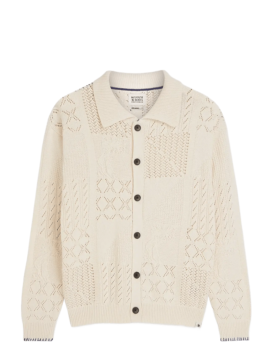 Scotch & Soda - Multi stitch knitted cardigan - eggnog - 0