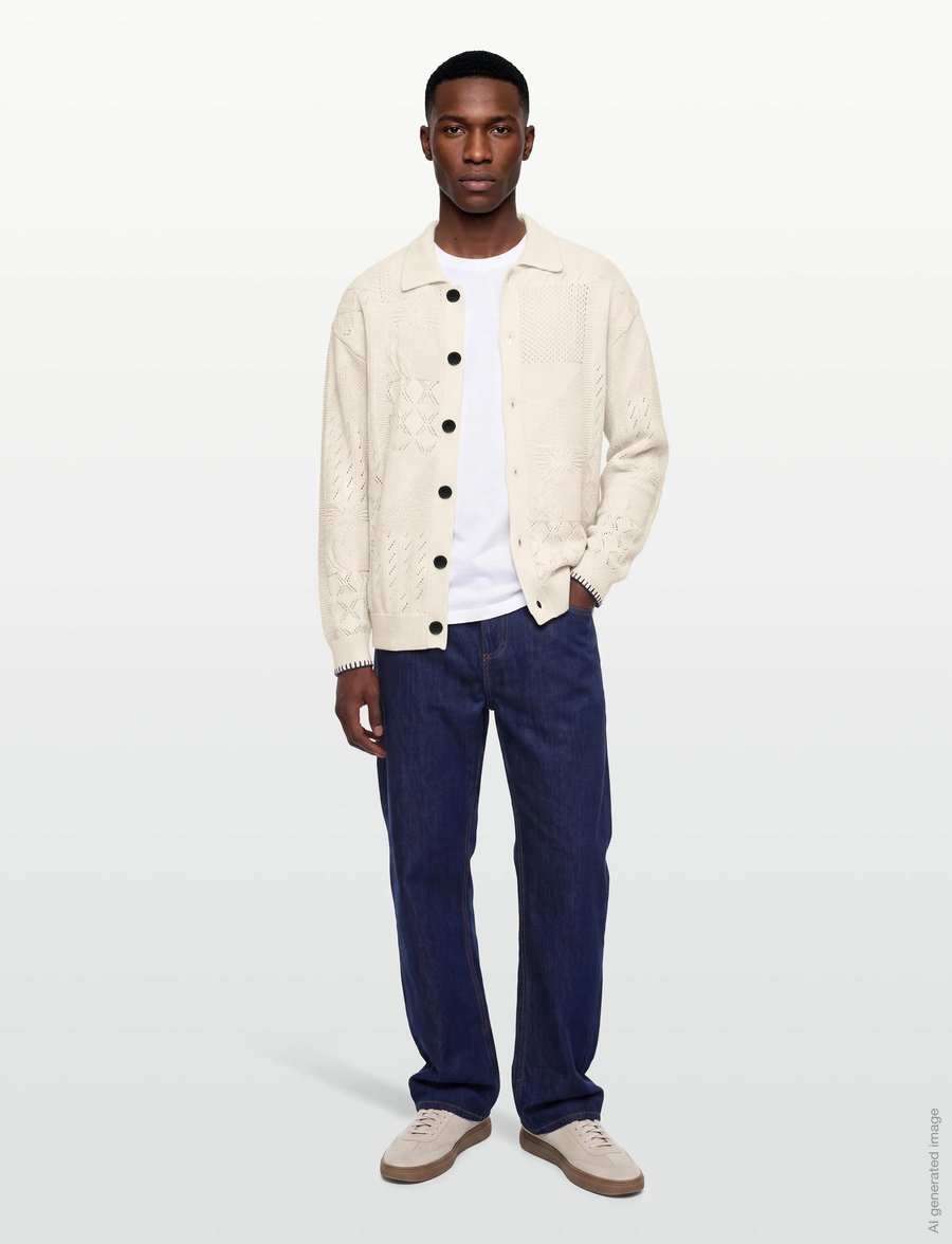 Scotch & Soda - Multi stitch knitted cardigan - kardiganid - eggnog - 0
