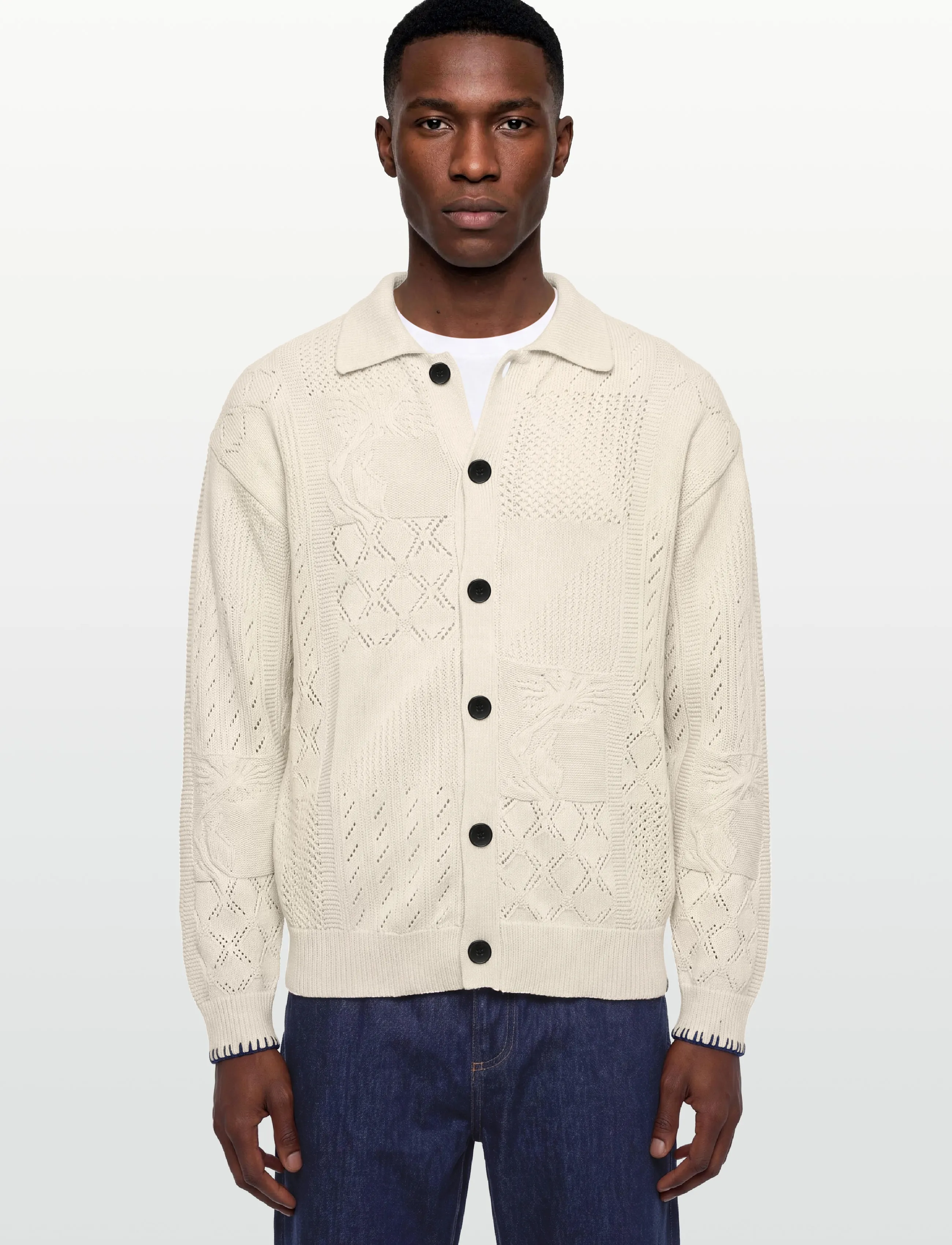 Scotch & Soda - Multi stitch knitted cardigan - kardiganid - eggnog - 3