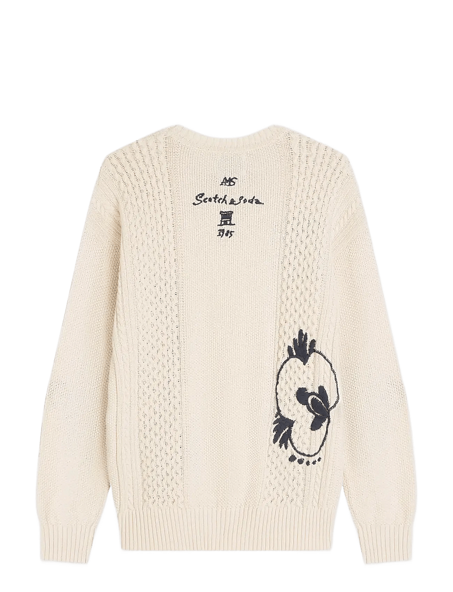 Scotch & Soda - Delfts Blauw embroidered relaxed-fit pullover - eggnog - 1