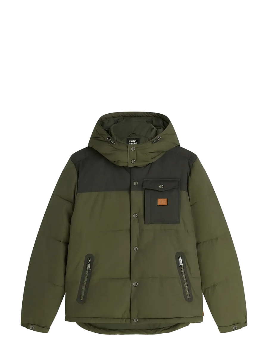 Scotch & Soda - Hooded puffer jacket - höstjackor - olive night - 0