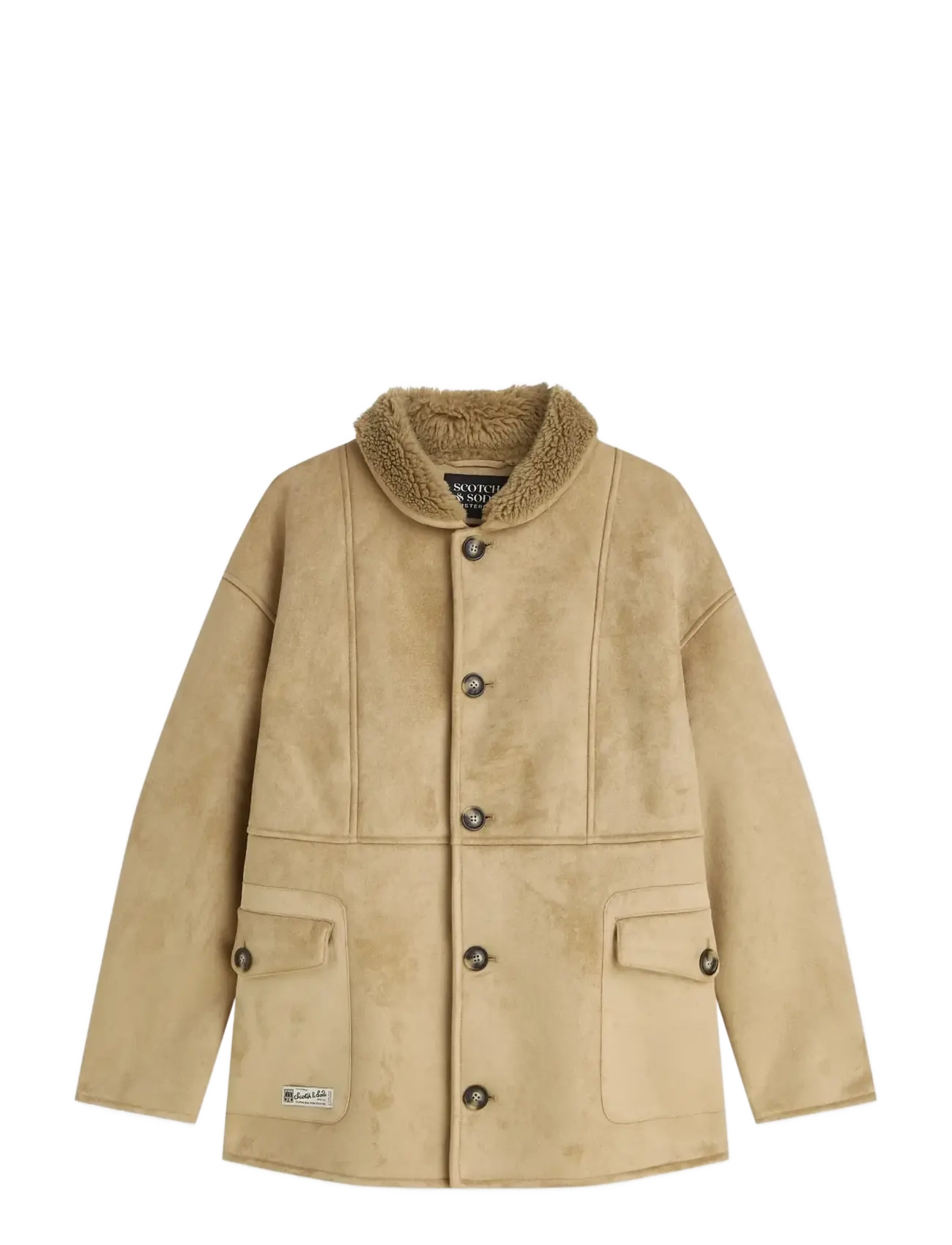 Scotch & Soda Faux Shearling Jacket, Herren, Faux Shearling Jacke, Braun, Gr.XL