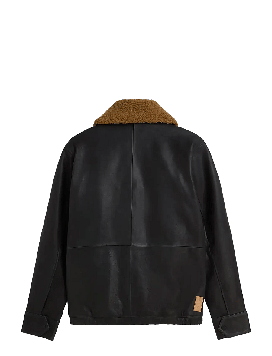 Scotch & Soda - Leather sherpa lined jacket - herbstjacken - meteorite - 1