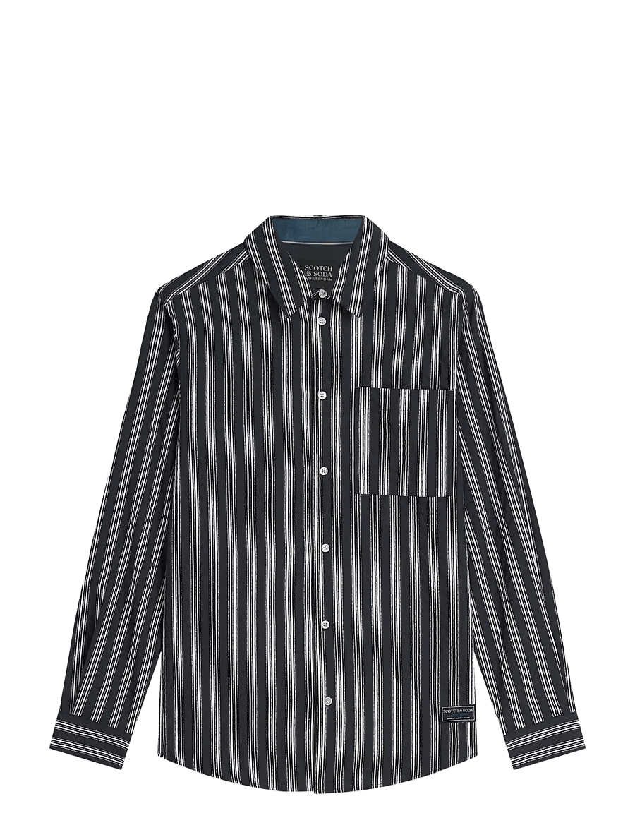 Scotch & Soda - Textured striped regular-fit shirt - stribede skjorter - sky captain stripe - 0