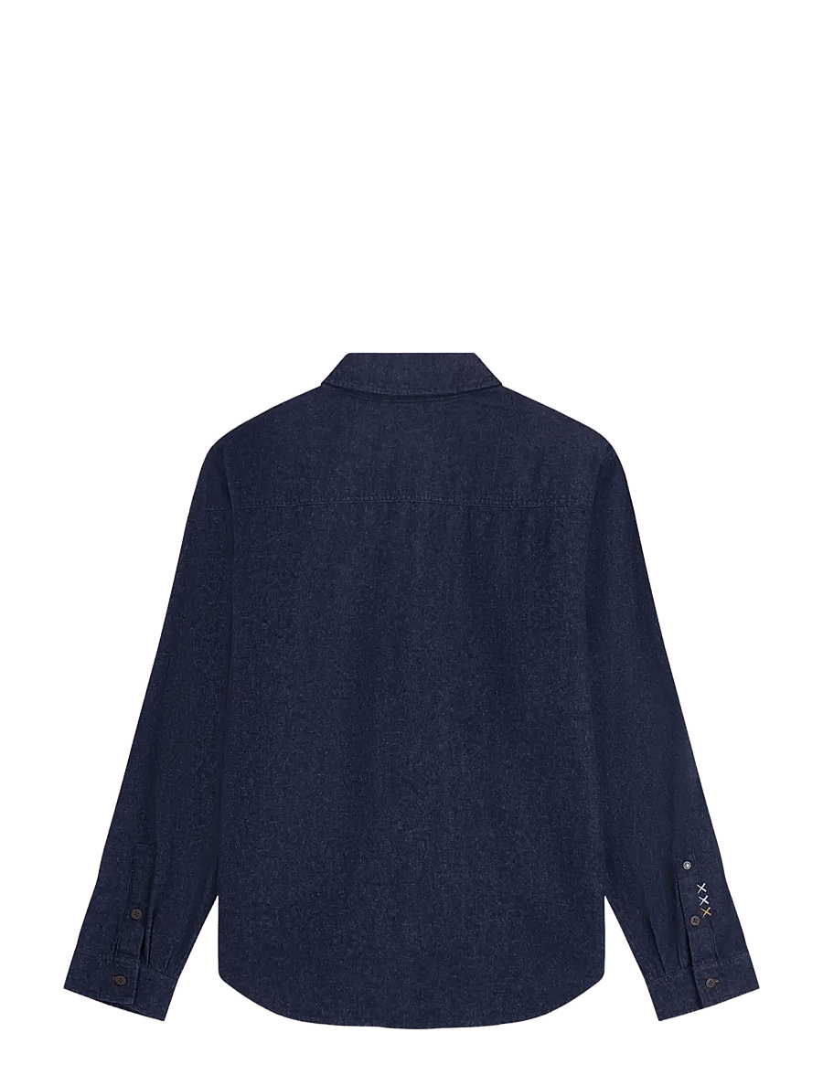 Scotch & Soda - Denim flannel relaxed-fit overshirt - flanellskjortor - indigo - 1