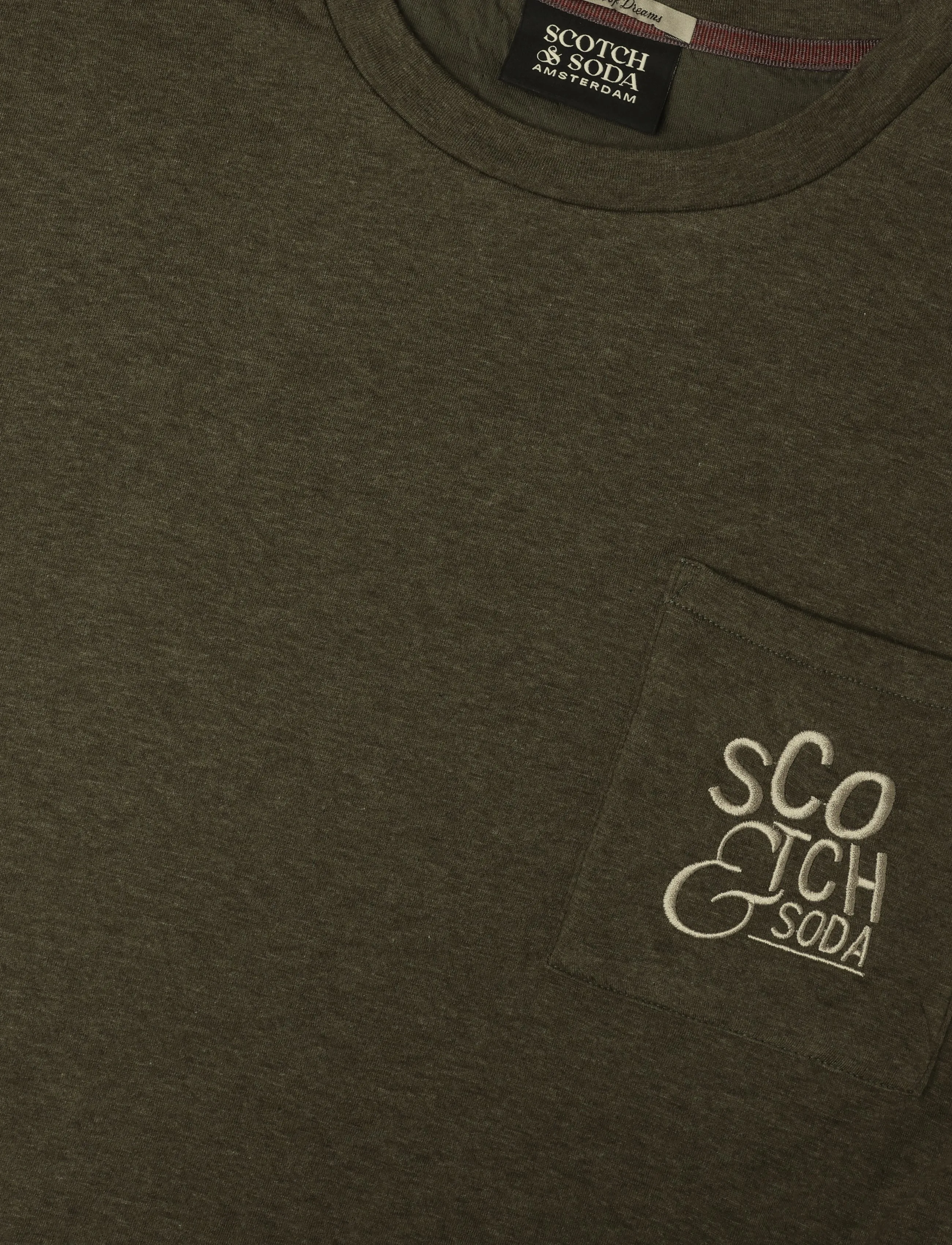 Scotch & Soda - Bonded chest pocket and artwork relaxed-fit T-shirt - dark forest melange - 2