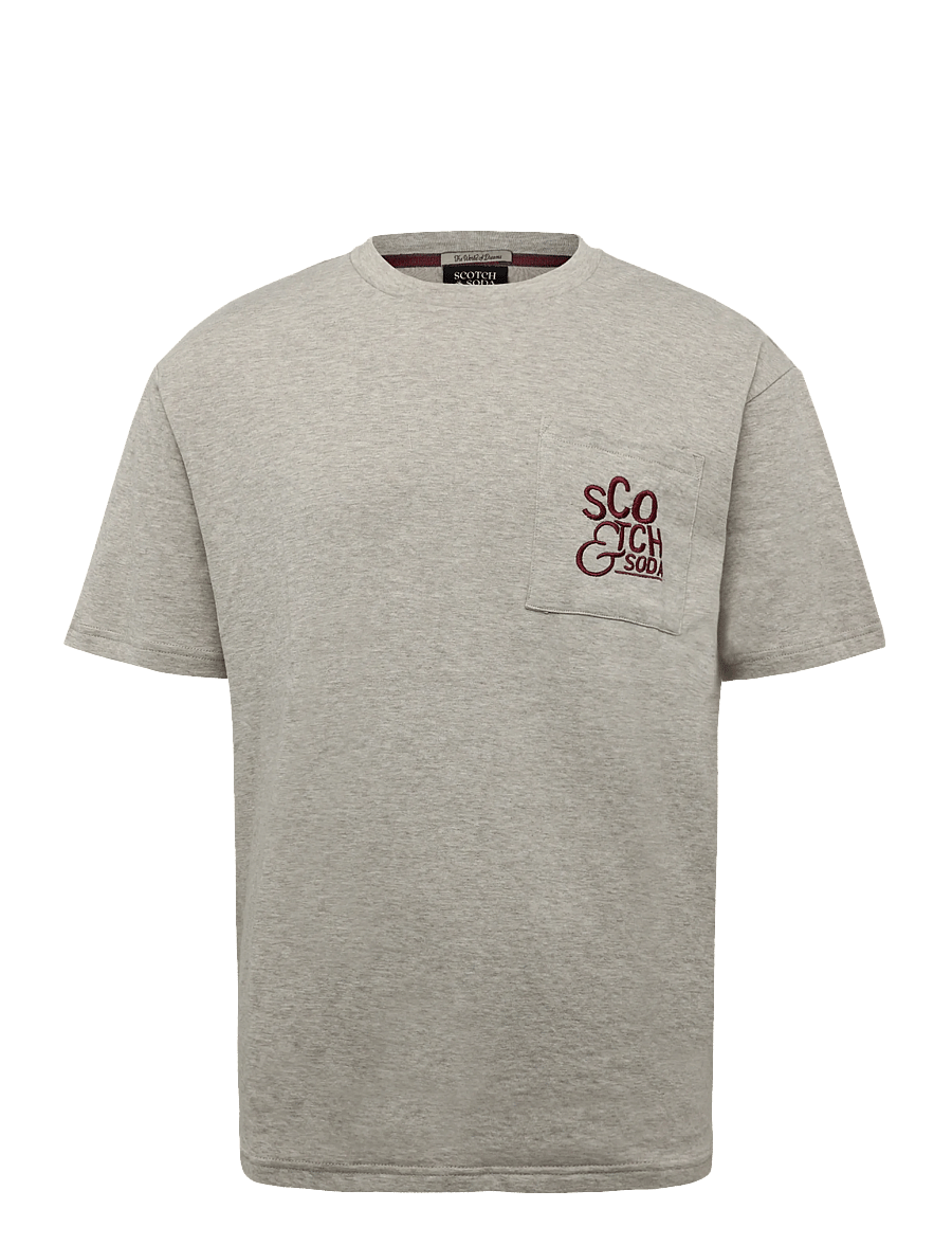 Scotch & Soda - Bonded chest pocket and artwork relaxed-fit T-shirt - short-sleeved t-shirts - pure cashmere melange - 0