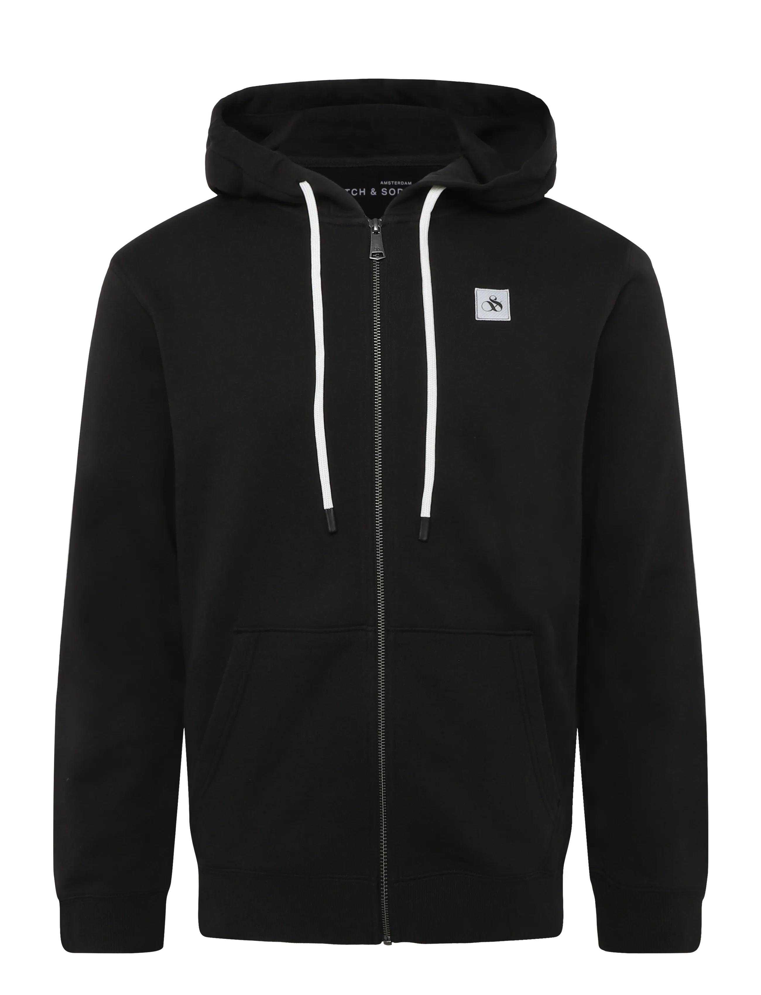 Scotch & Soda Logo badge regular-fit zip-through hoodie - Riided - METEORITE / black