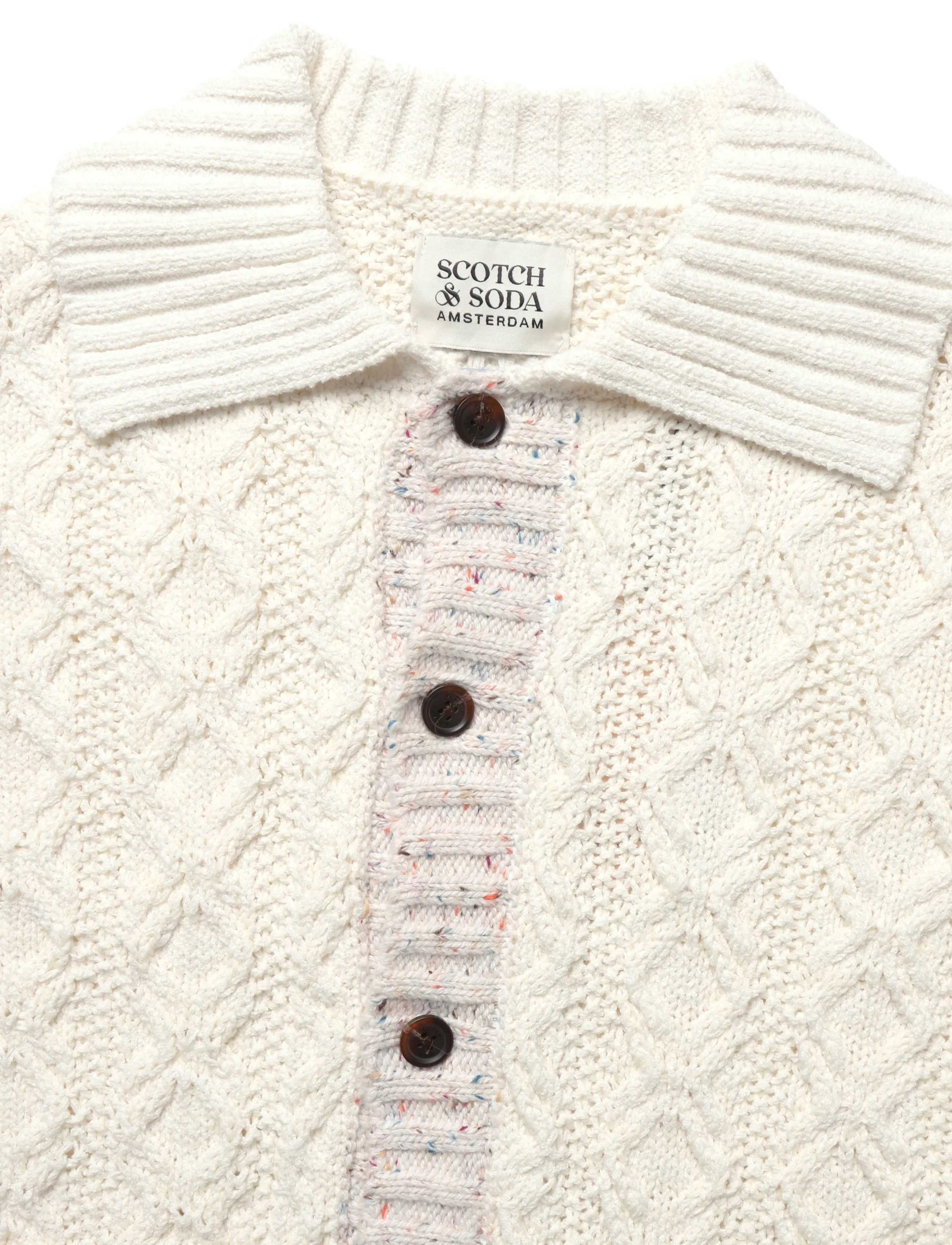 Scotch & Soda - Multi-yarn loose-fit cardigan - cardigans - eggnog - 2