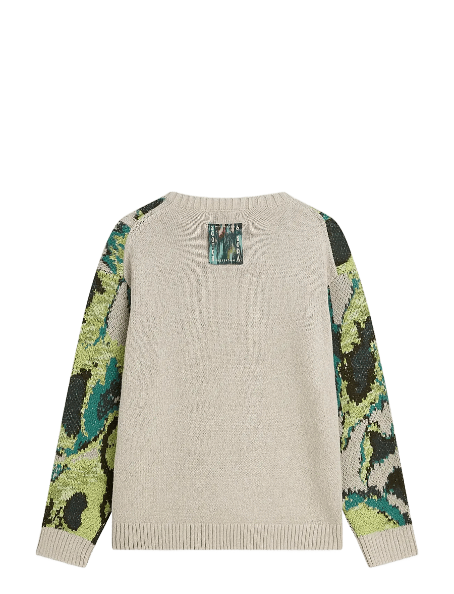 Scotch & Soda - Watercolour cotton-linen blend loose-fit pullover - round necks - watercolour - 1