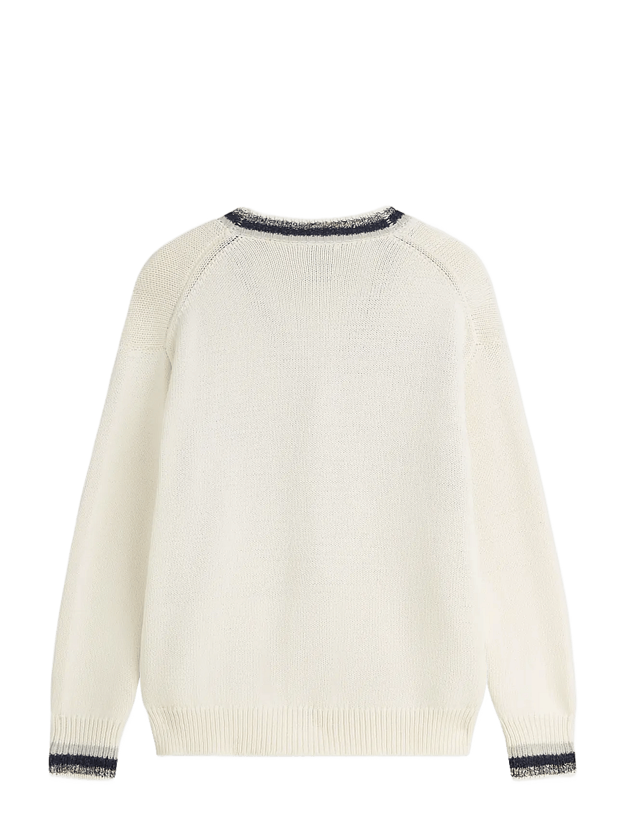 Scotch & Soda - Intarsia cotton-blend dropped shoulder cardigan - cardigans - eggnog - 1