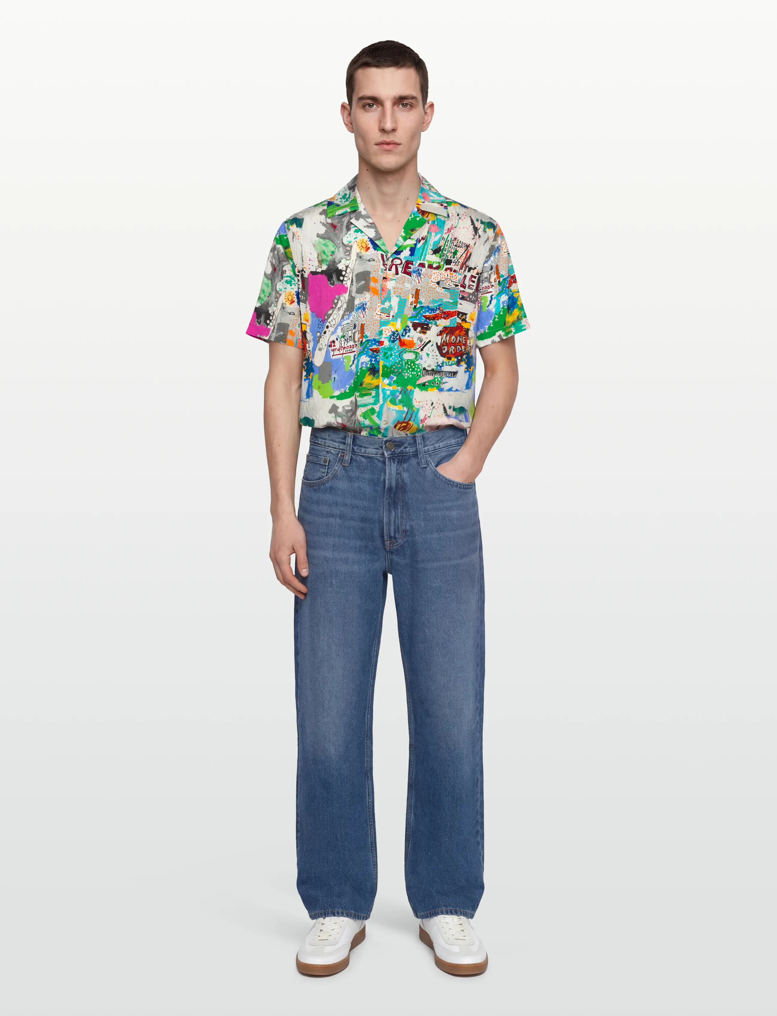 Scotch & Soda Basquiat Printed Relaxedfit Shortsleeved Shirt, L, Multi/patterned, Skjorter > Afslappet Shirts, Herre