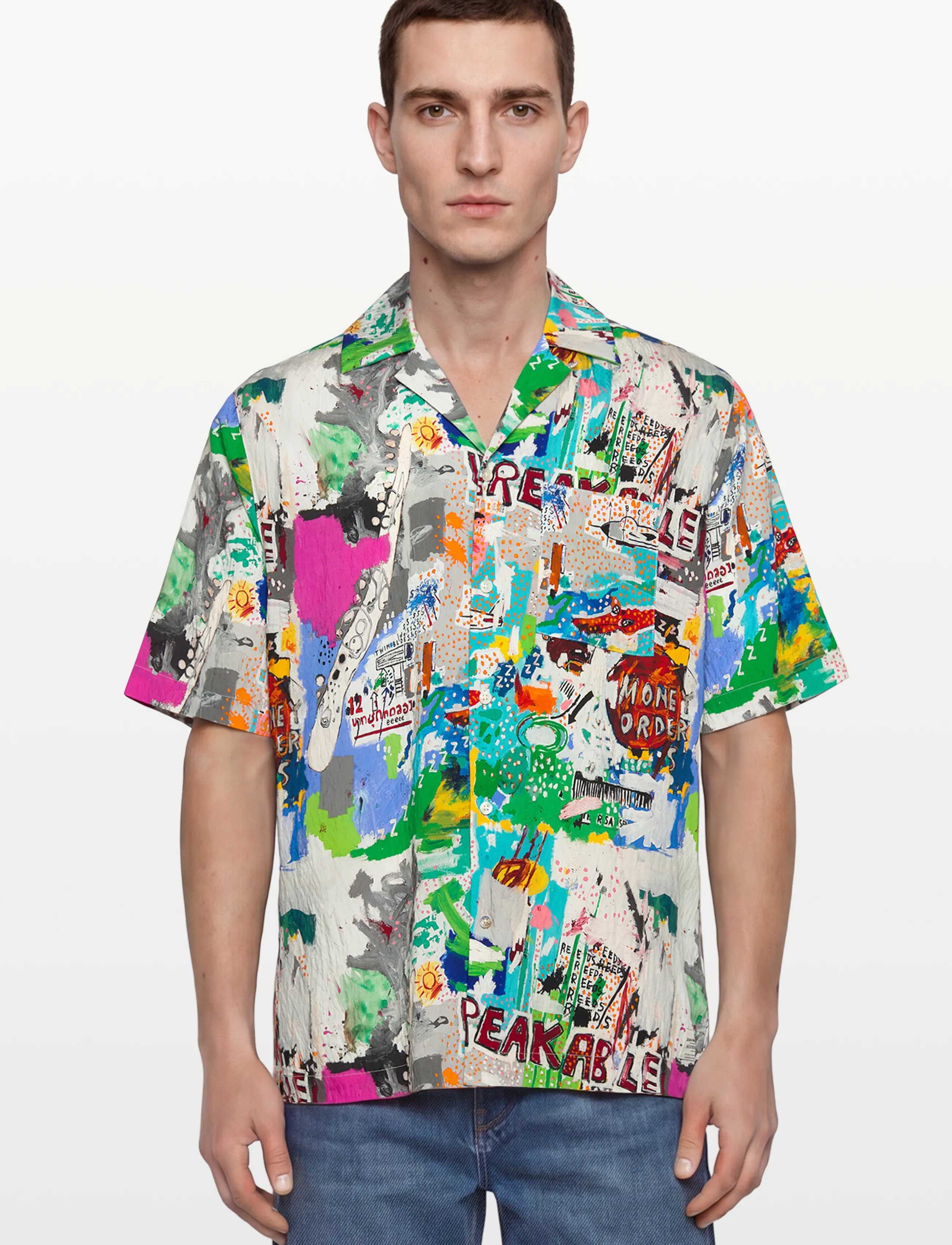 Scotch & Soda - Basquiat Printed Relaxedfit Shortsleeved Shirt - mønstrede skjorter - basquiat unbreakable - 3