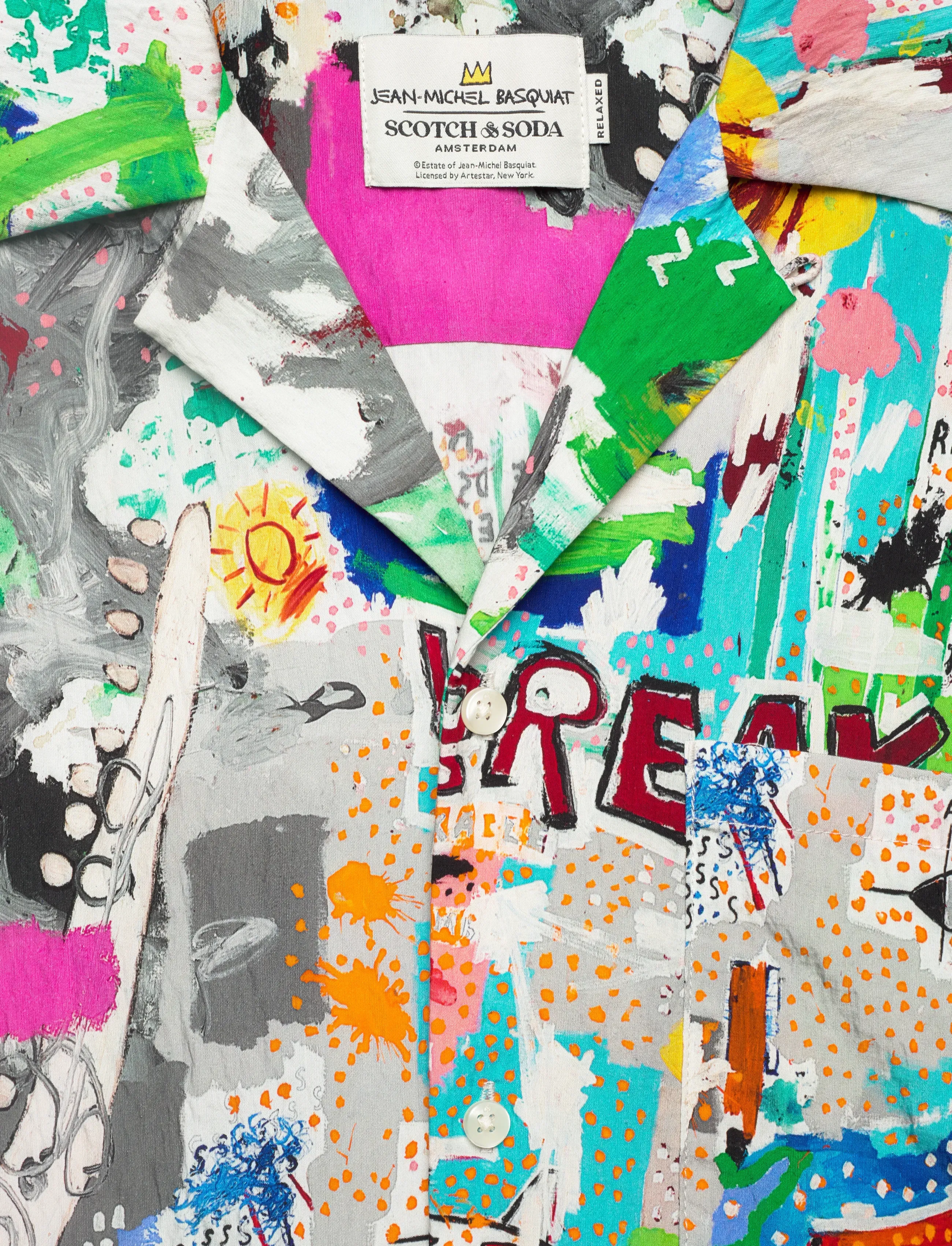 Scotch & Soda - Basquiat Printed Relaxedfit Shortsleeved Shirt - mønstrede skjorter - basquiat unbreakable - 5
