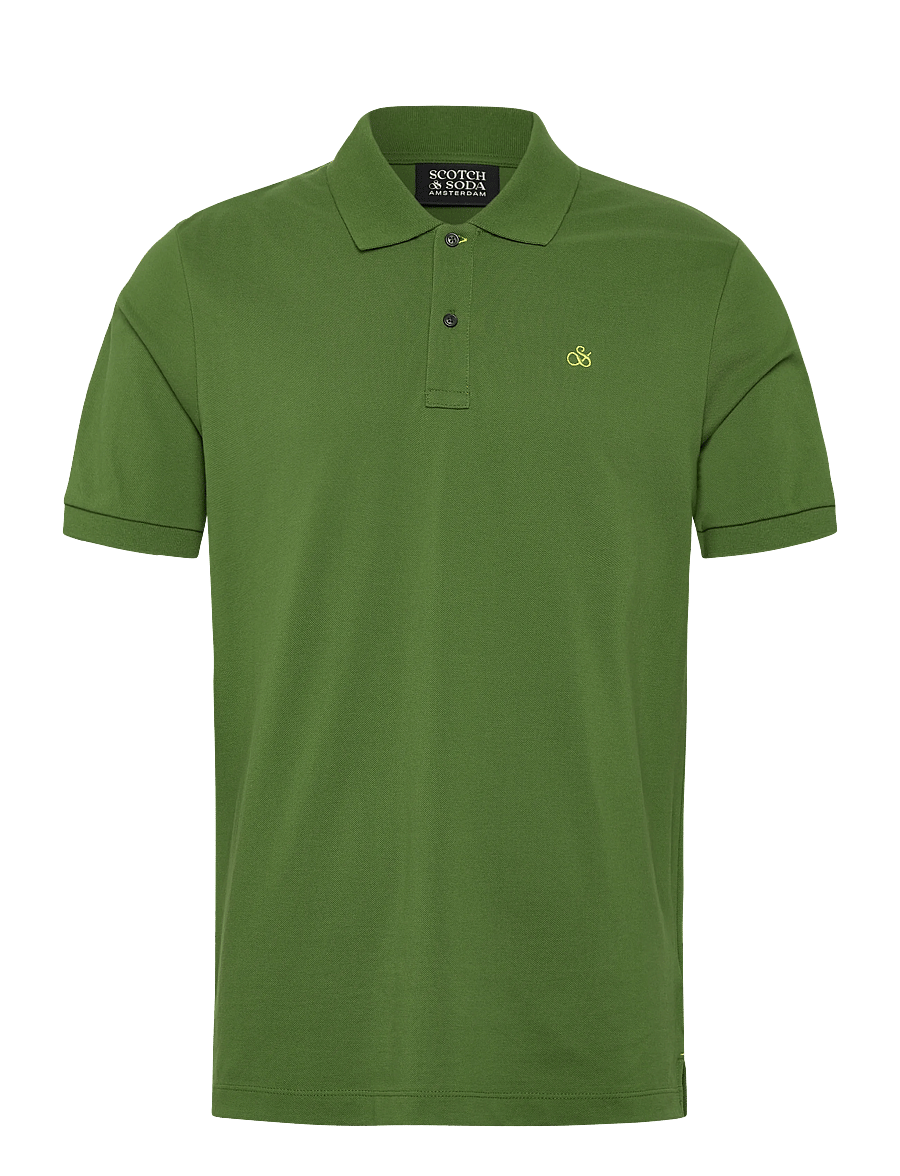 Scotch & Soda - Seasonal Core Pique Chest Logo Polo - kortærmede poloer - garden green - 0
