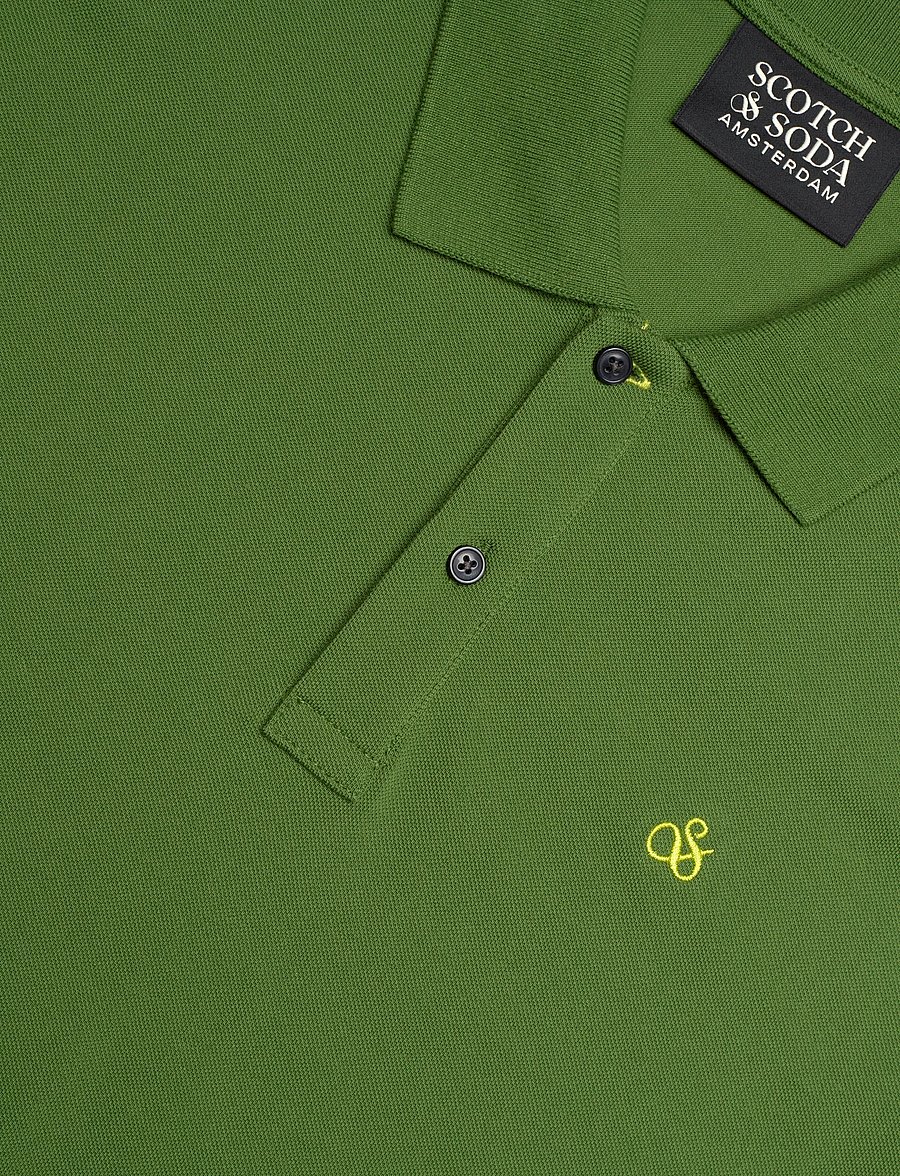 Scotch & Soda - Seasonal Core Pique Chest Logo Polo - kortærmede poloer - garden green - 2