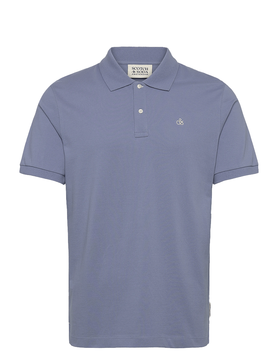Scotch & Soda - Seasonal Core Pique Chest Logo Polo - short-sleeved polos - infinity - 1