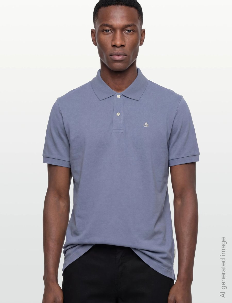 Scotch & Soda - Seasonal Core Pique Chest Logo Polo - short-sleeved polos - infinity - 3