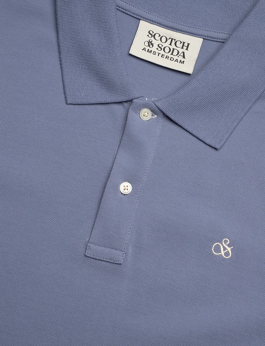 Scotch & Soda - Seasonal Core Pique Chest Logo Polo - short-sleeved polos - infinity - 5